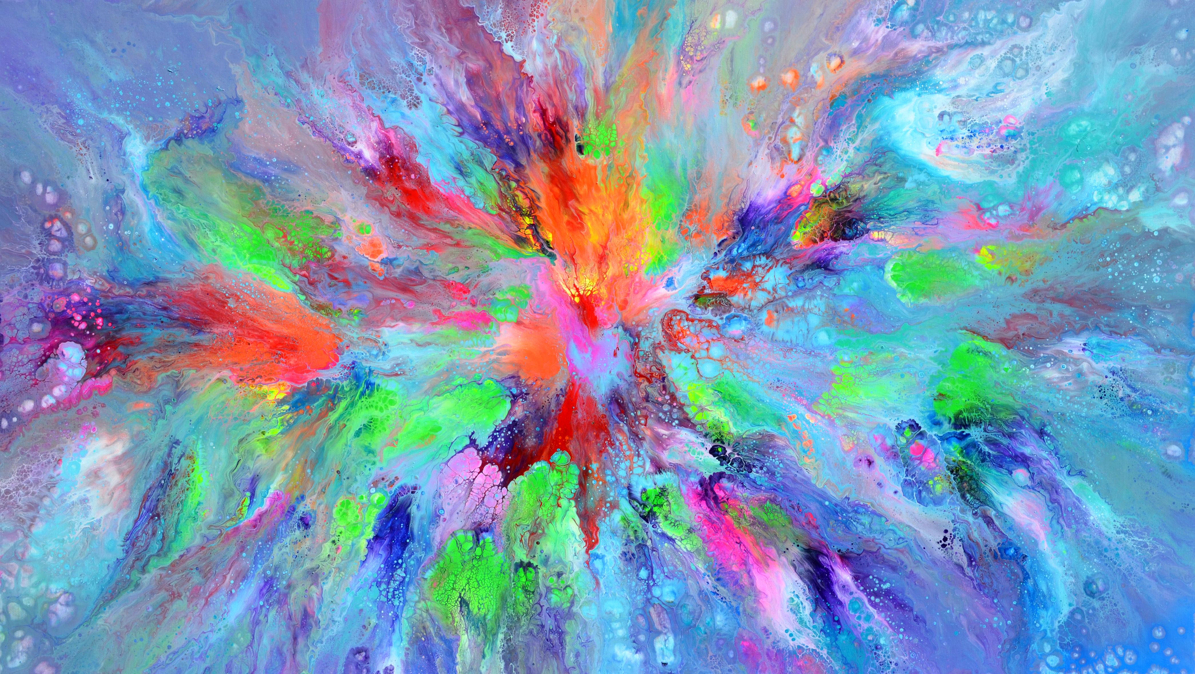 Fließende Energie 45 - Große abstrakte Acrylmalerei, signiert, 2025, 140x80 cm