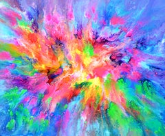 Fließende Energie 49 - Große abstrakte Acrylmalerei, signiert, 2025, 100x120 cm