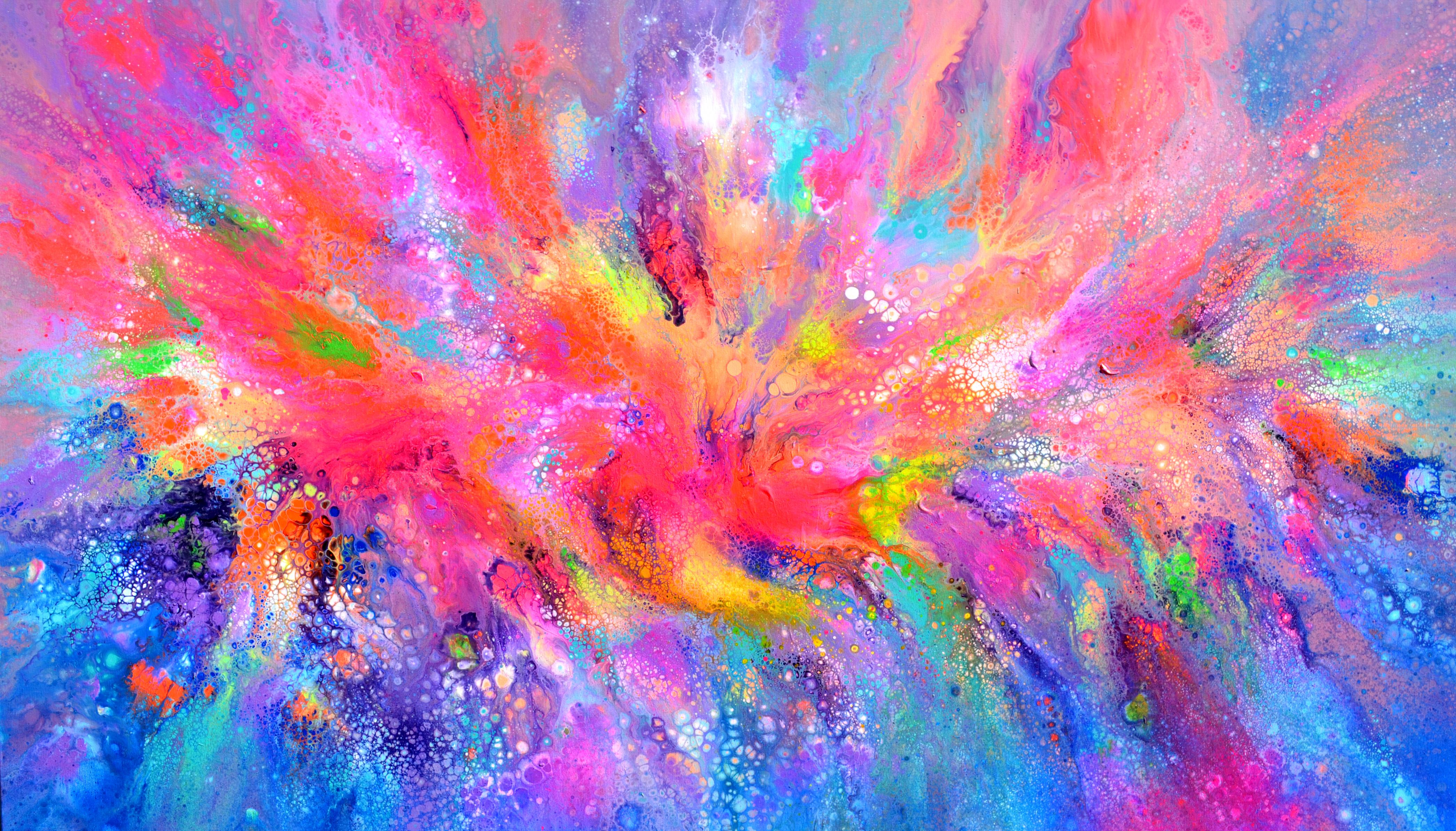 Interior Painting de SOOS TIBERIU - Energía fluyente 61 -  Pintura acrílica abstracta grande, Firmada, 2025, 140x80 cm