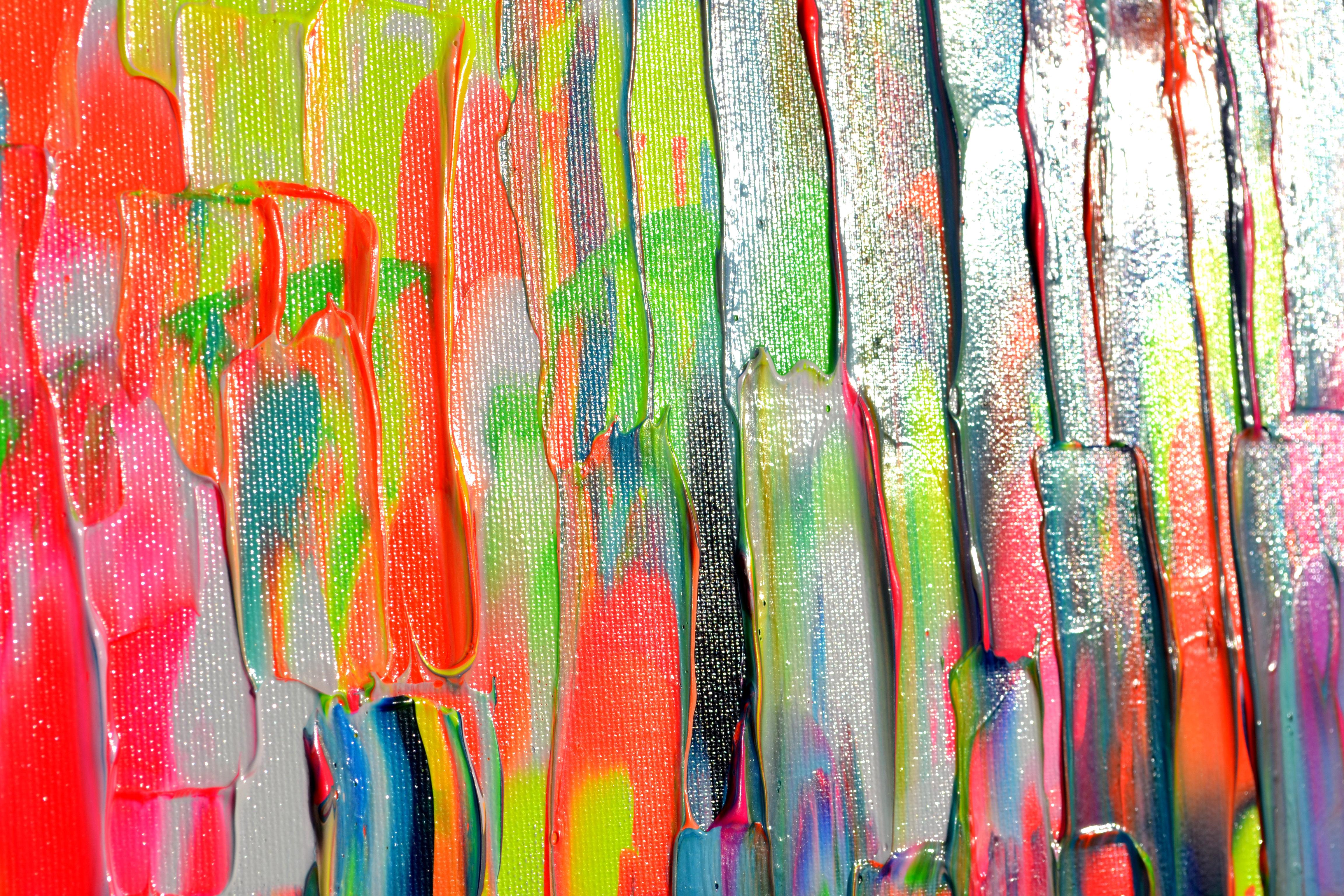 Gypsy Girl in Paris III Large Colorful Relief Palette Knife Abstract Painting For Sale 11