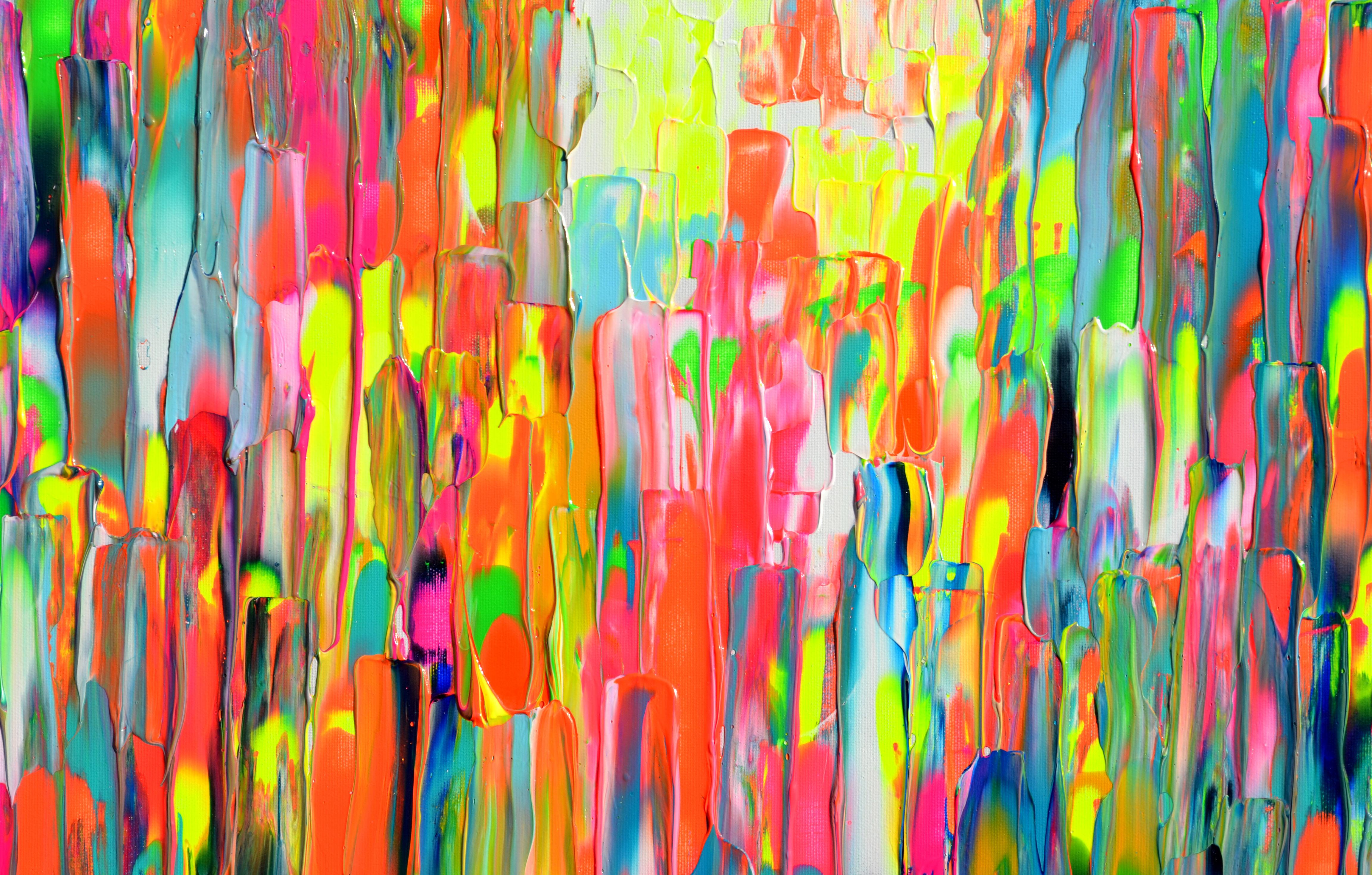 Gypsy Girl in Paris III Large Colorful Relief Palette Knife Abstract Painting For Sale 2