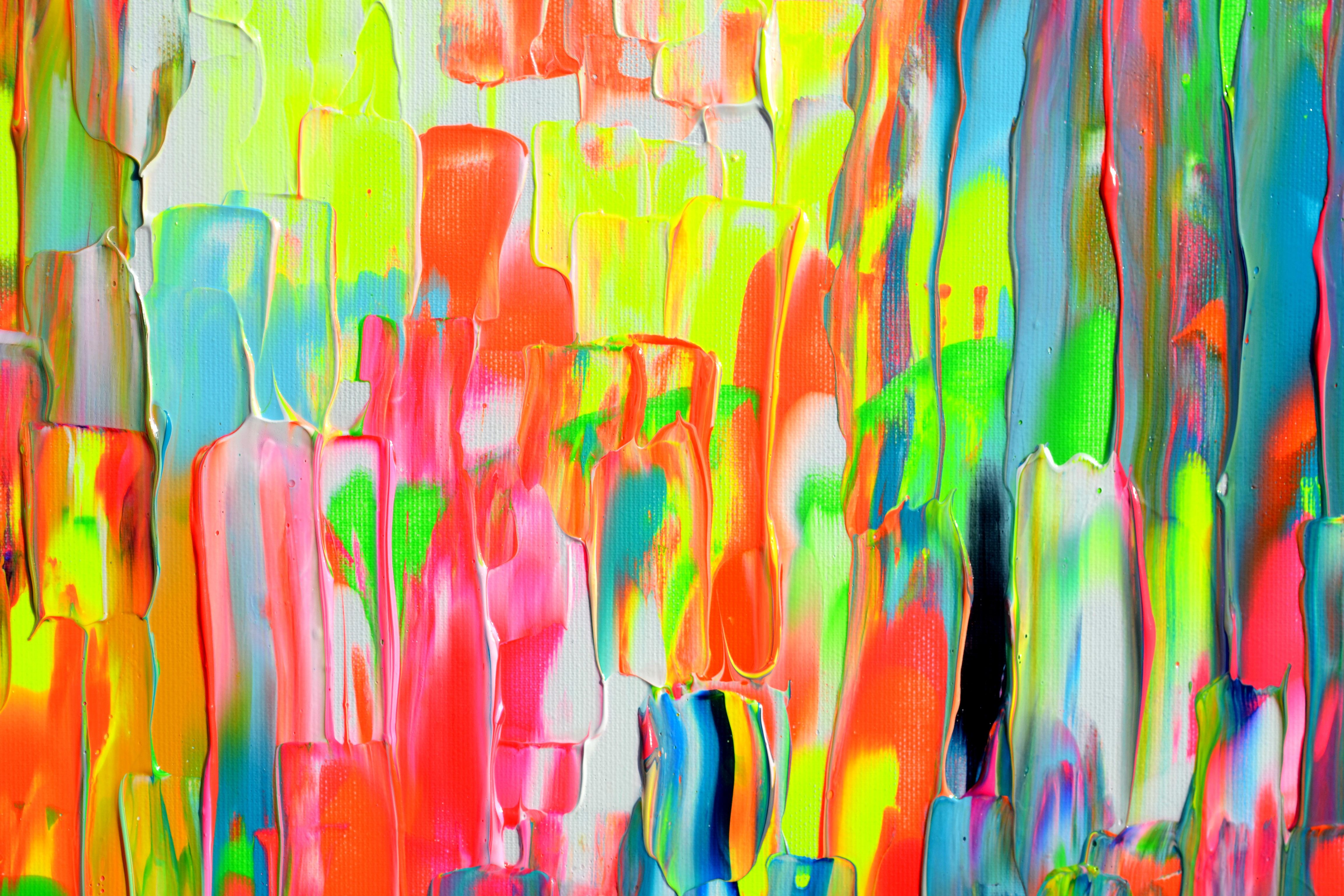 Gypsy Girl in Paris III Large Colorful Relief Palette Knife Abstract Painting For Sale 5