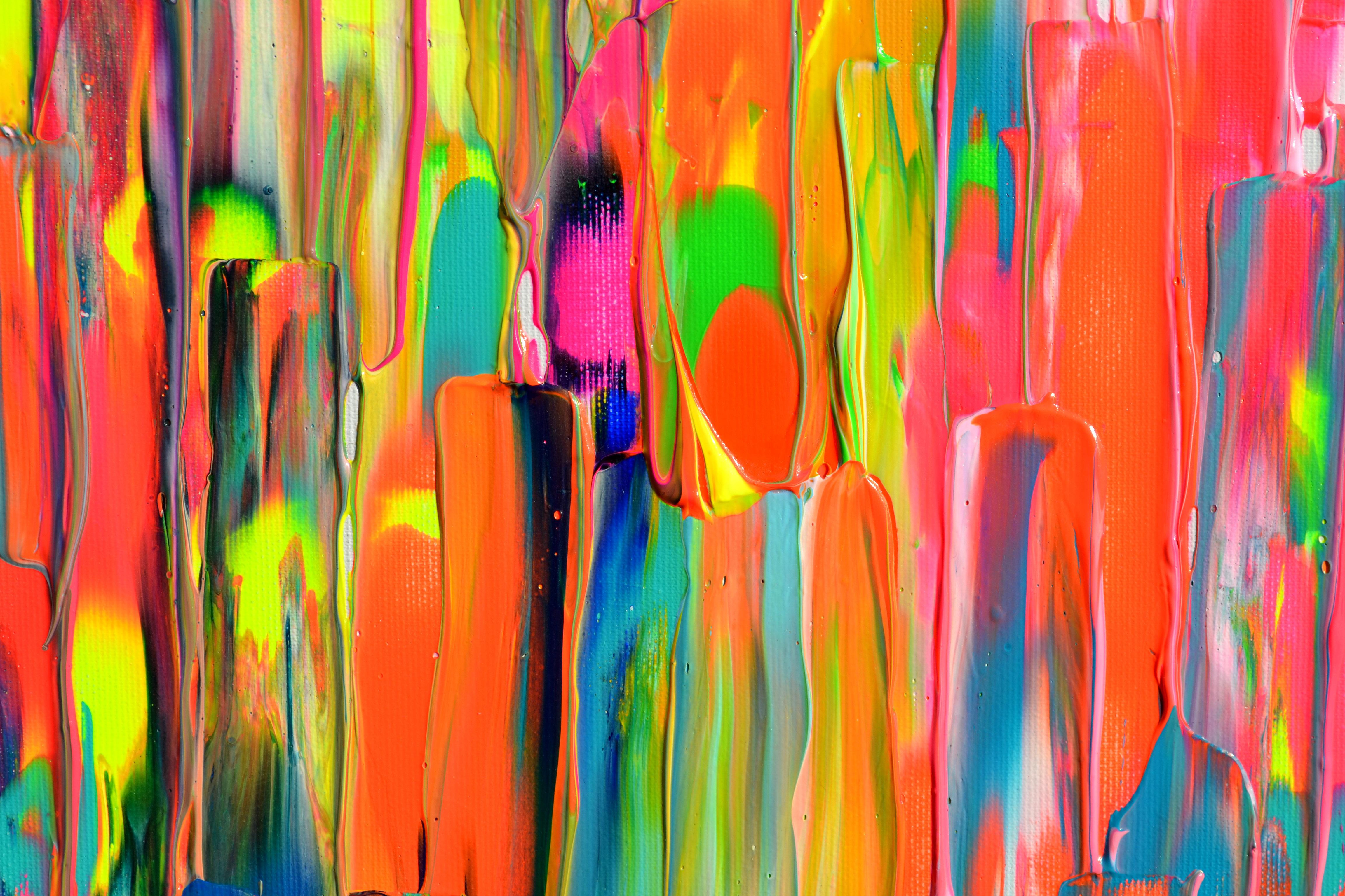 Gypsy Girl in Paris III Large Colorful Relief Palette Knife Abstract Painting For Sale 8