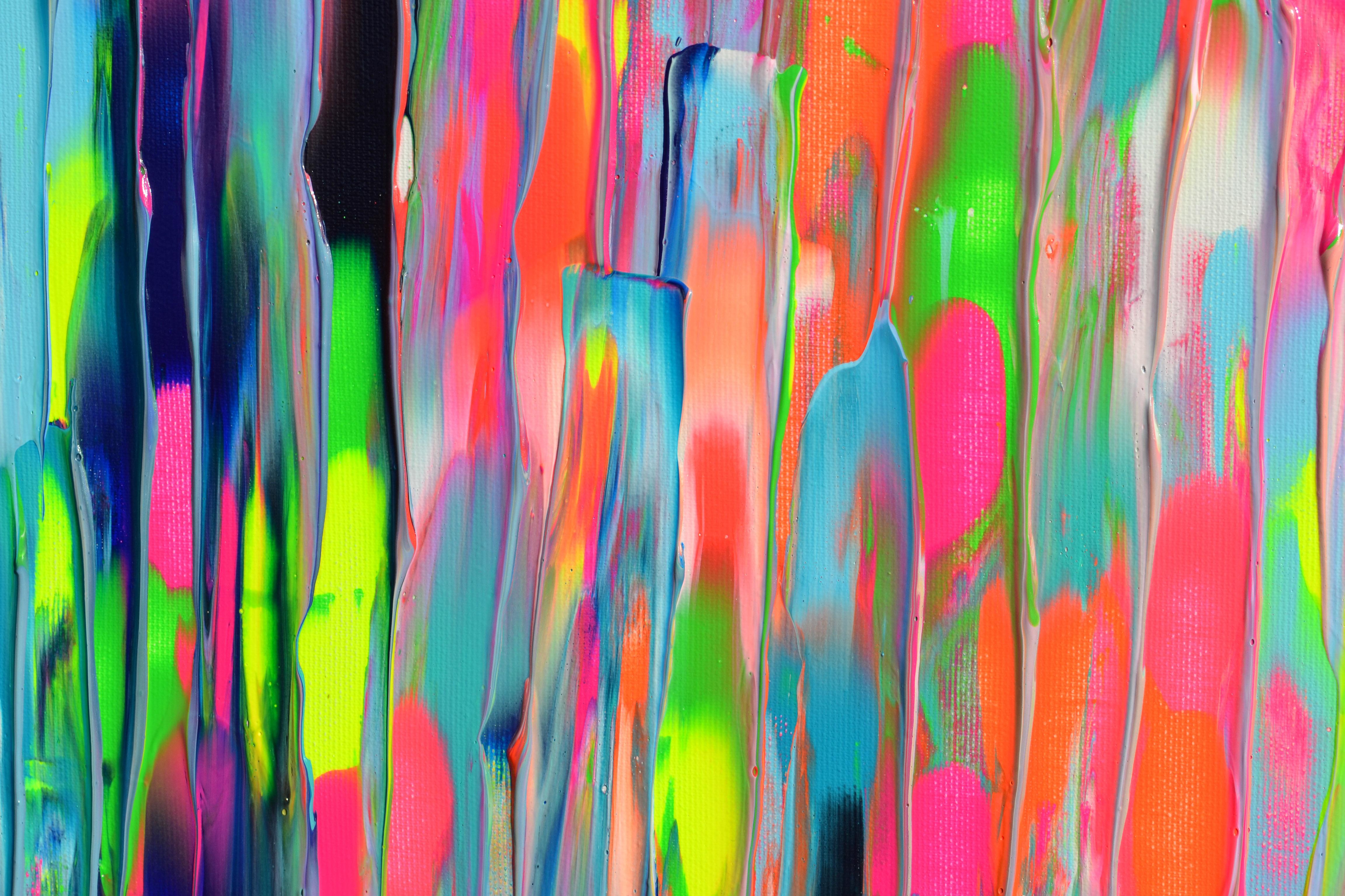 Gitane à Paris IV Grand relief coloré Palette Couteau Peinture abstraite en vente 5