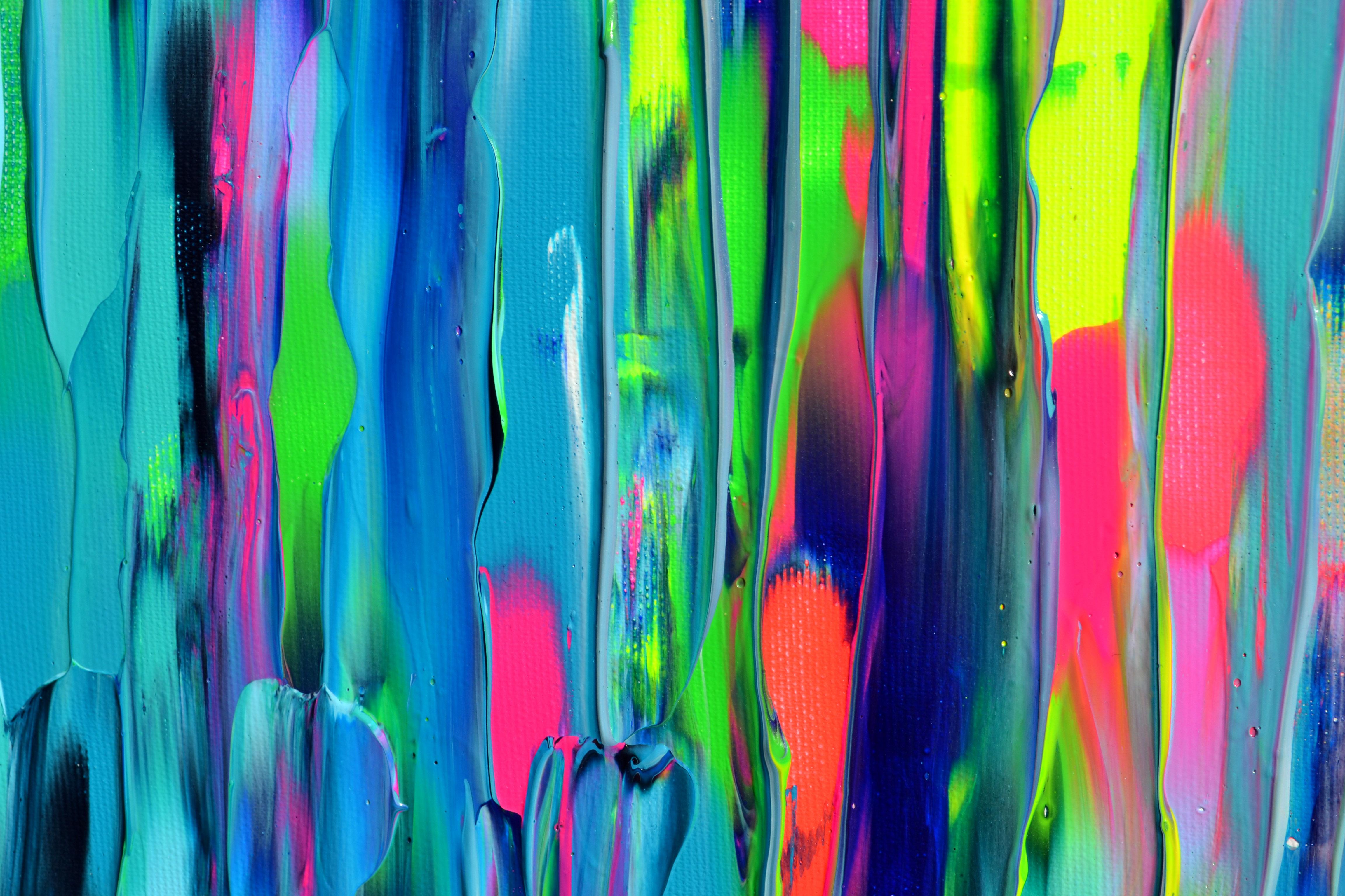 Gitane à Paris IV Grand relief coloré Palette Couteau Peinture abstraite en vente 6