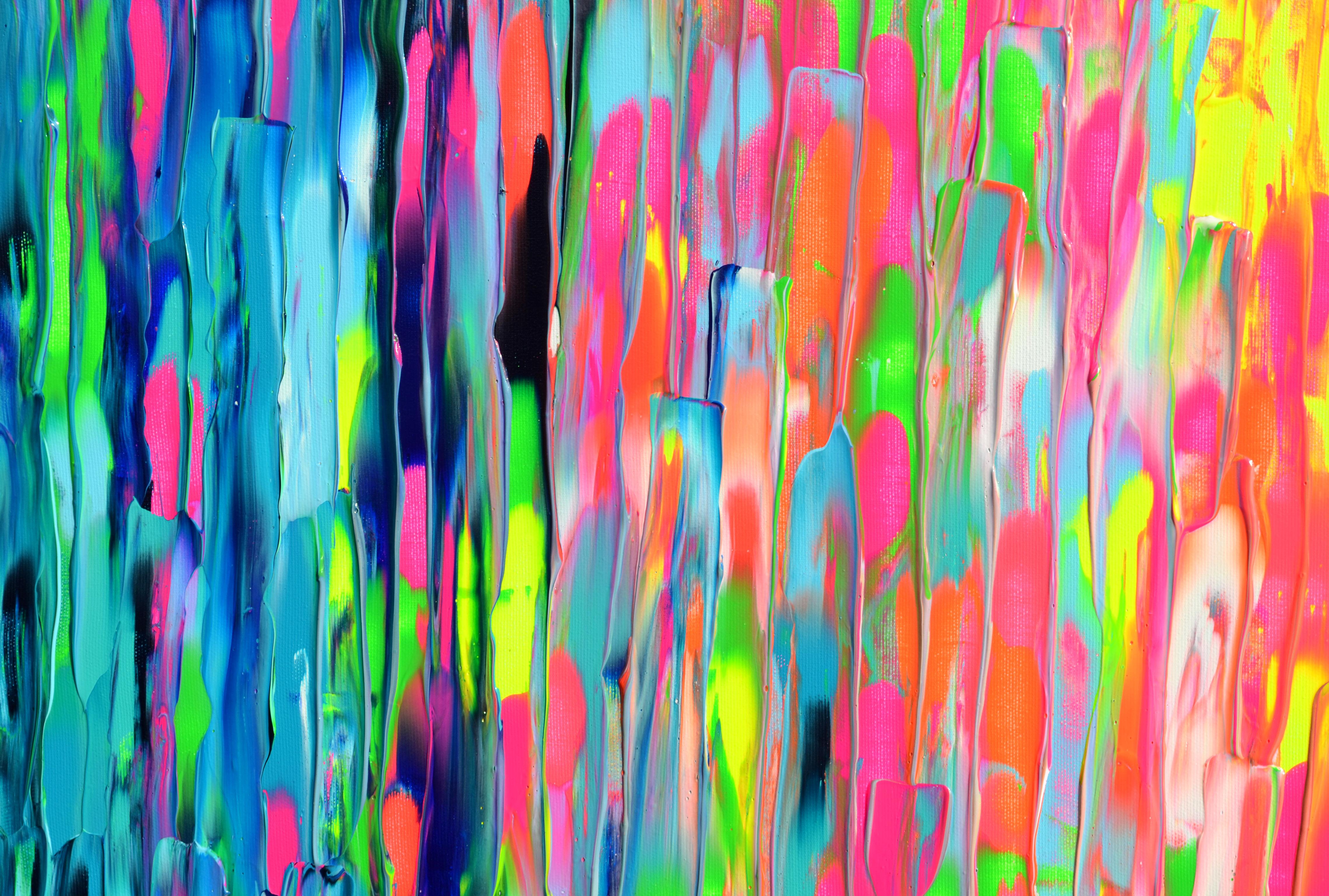 Gitane à Paris IV Grand relief coloré Palette Couteau Peinture abstraite - Marron Abstract Painting par SOOS TIBERIU