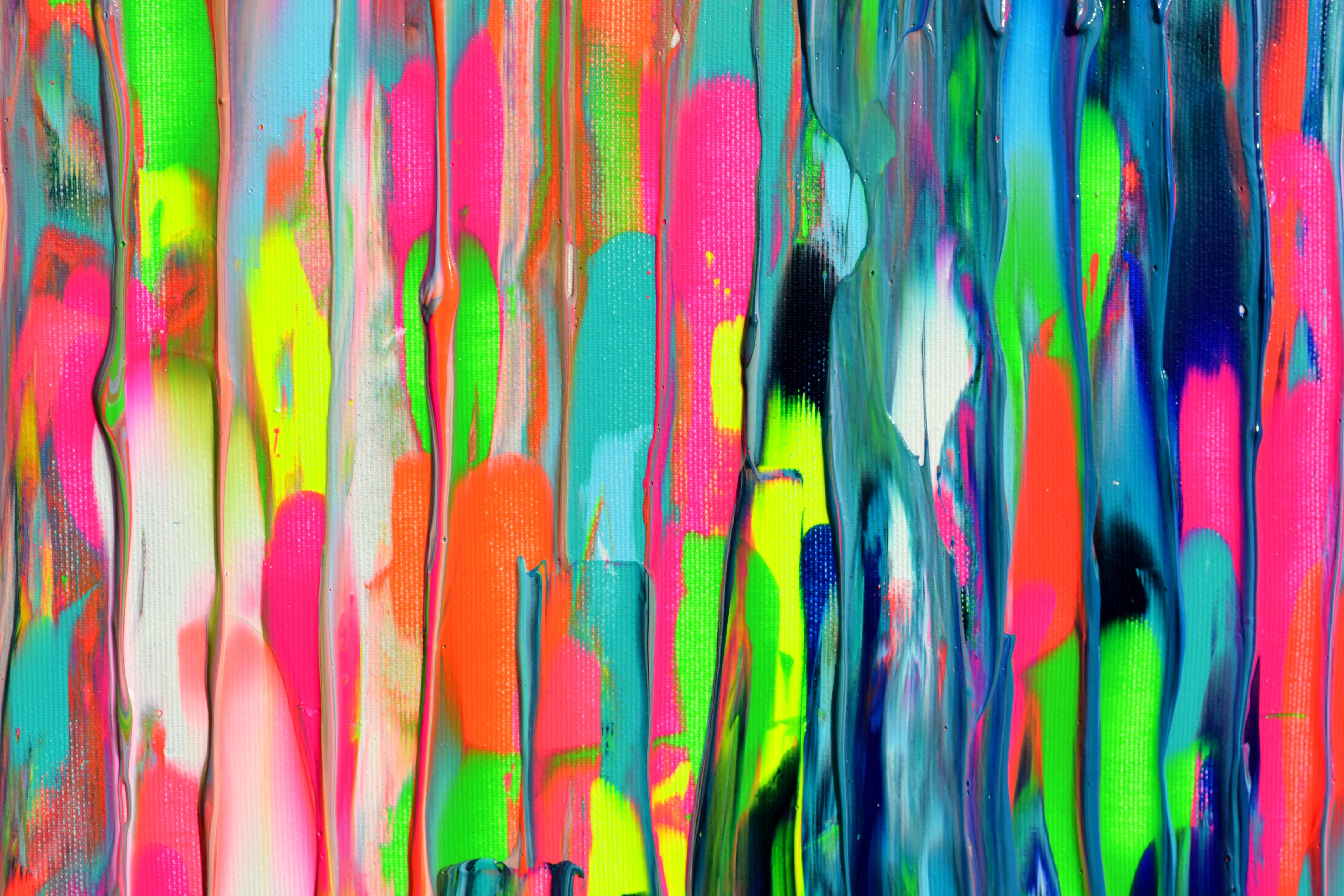 Gitane à Paris IV Grand relief coloré Palette Couteau Peinture abstraite en vente 1