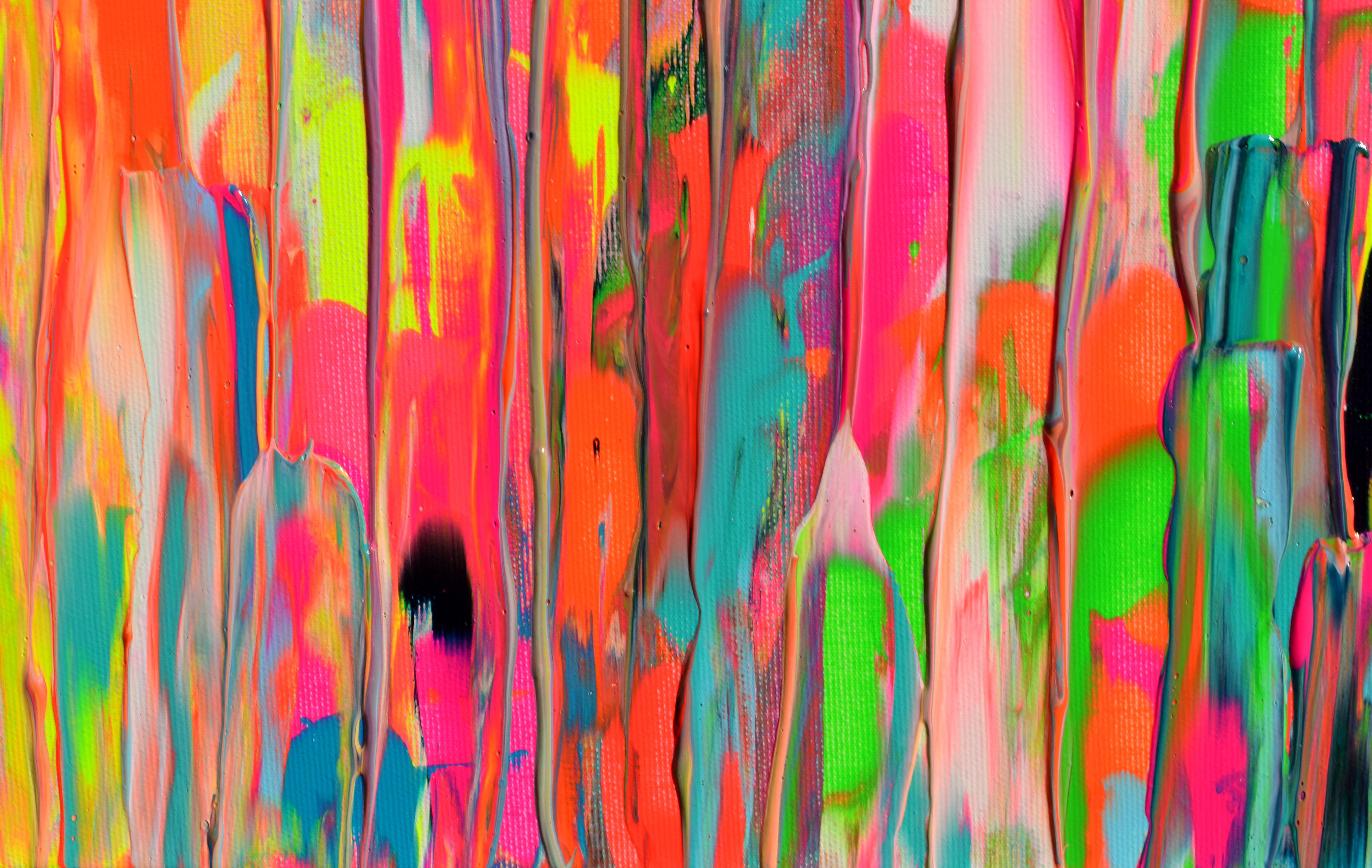 Gitane à Paris IV Grand relief coloré Palette Couteau Peinture abstraite en vente 2