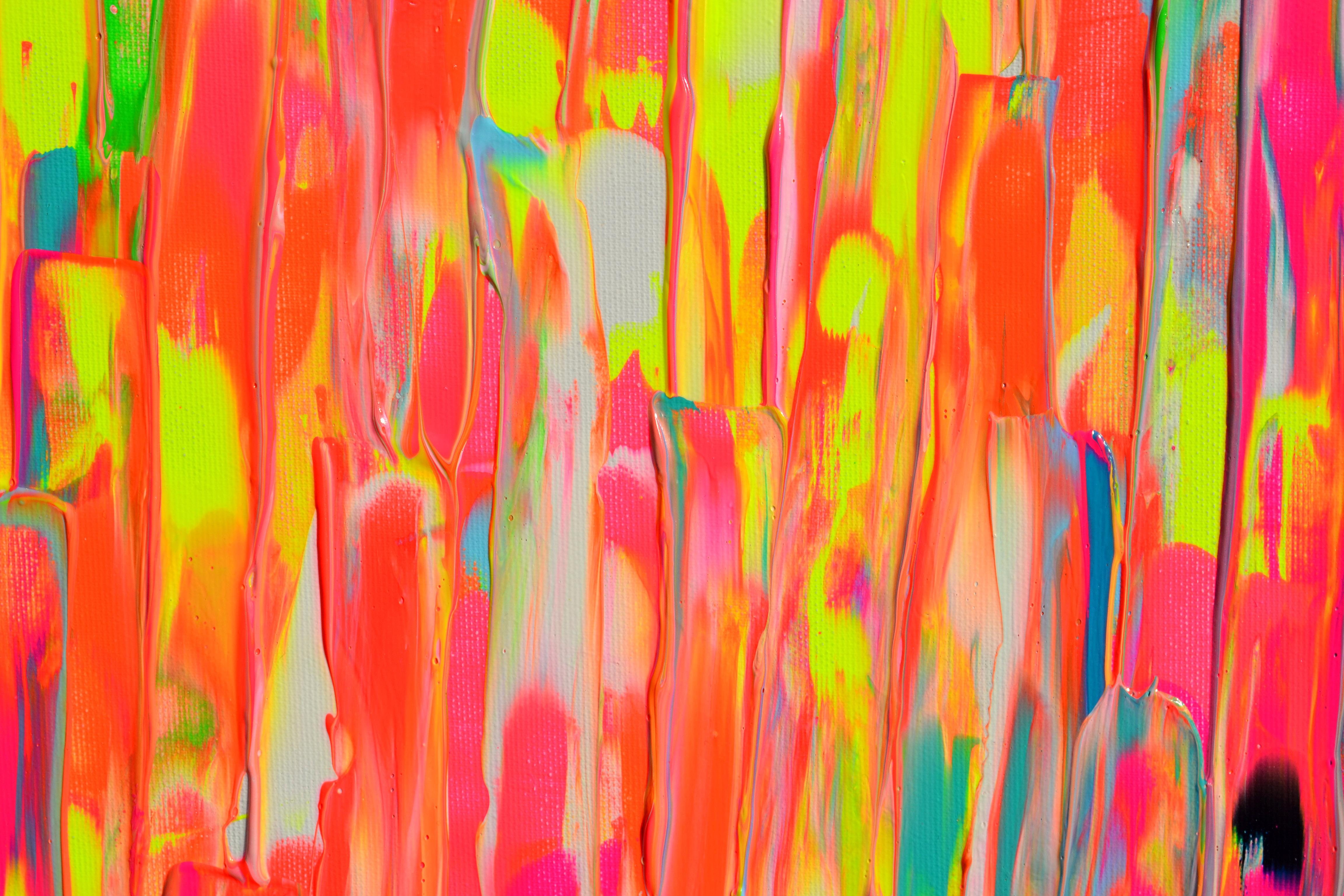 Gitane à Paris IV Grand relief coloré Palette Couteau Peinture abstraite en vente 3