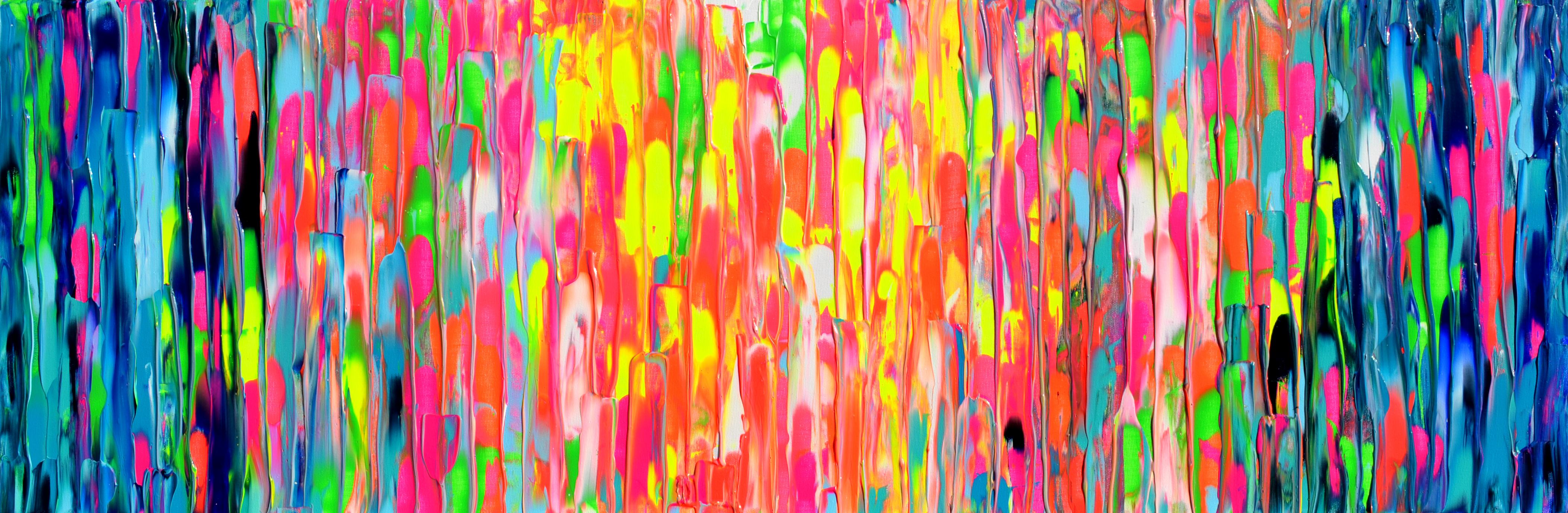 Gypsy Girl in Paris IV Large Colorful Relief Palette Knife Abstract Painting