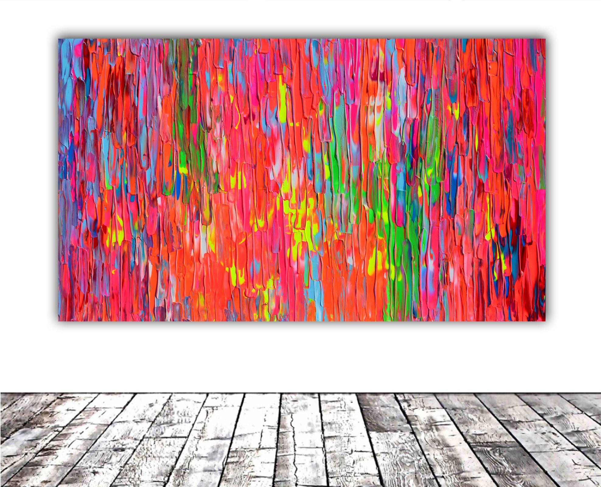 Happy Gypsy Dance 15, Painting, Acrylic on Canvas - Pink Abstract Painting by SOOS TIBERIU