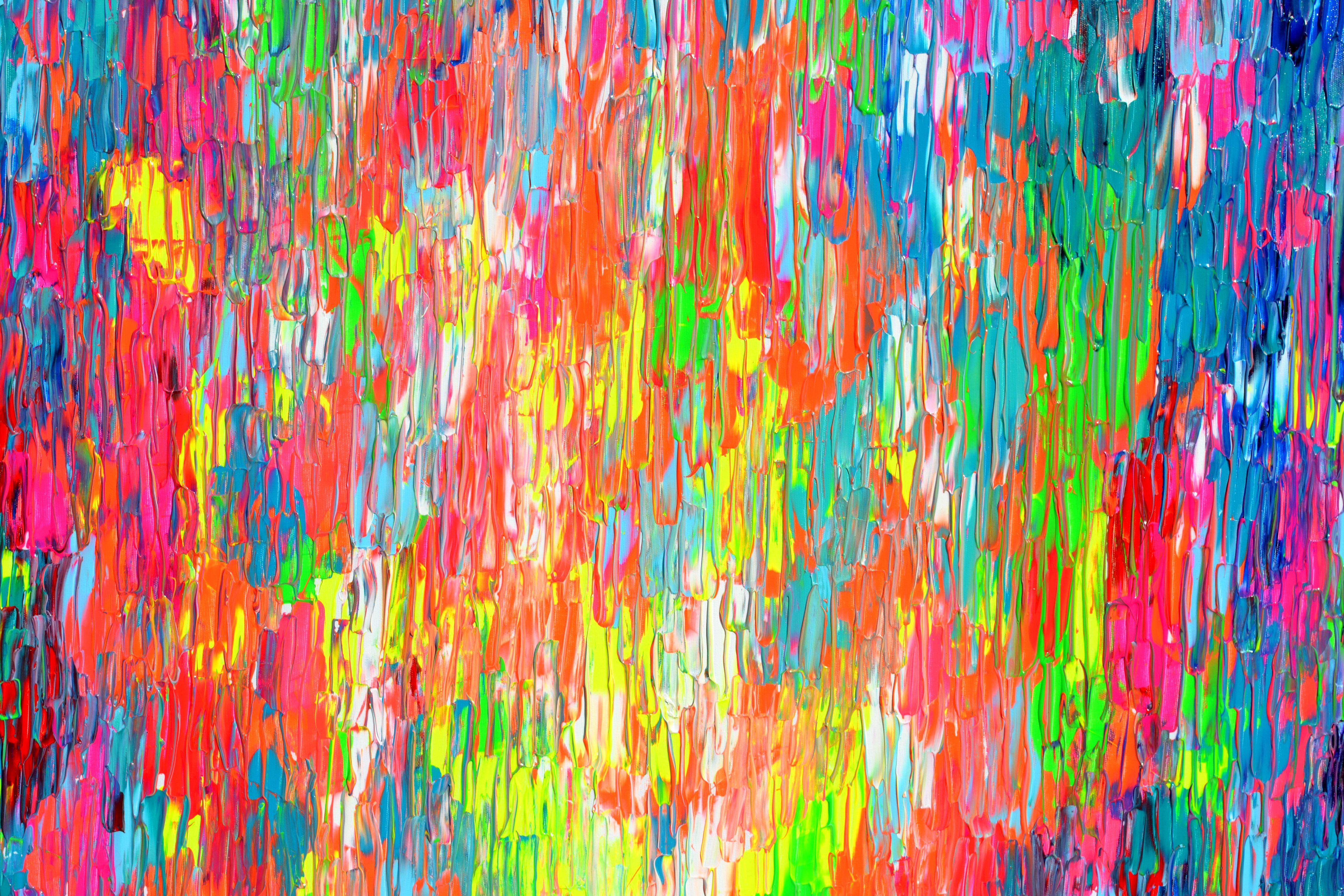Happy Gypsy Dance 16, Painting, Acrylic on Canvas - Pink Abstract Painting by SOOS TIBERIU
