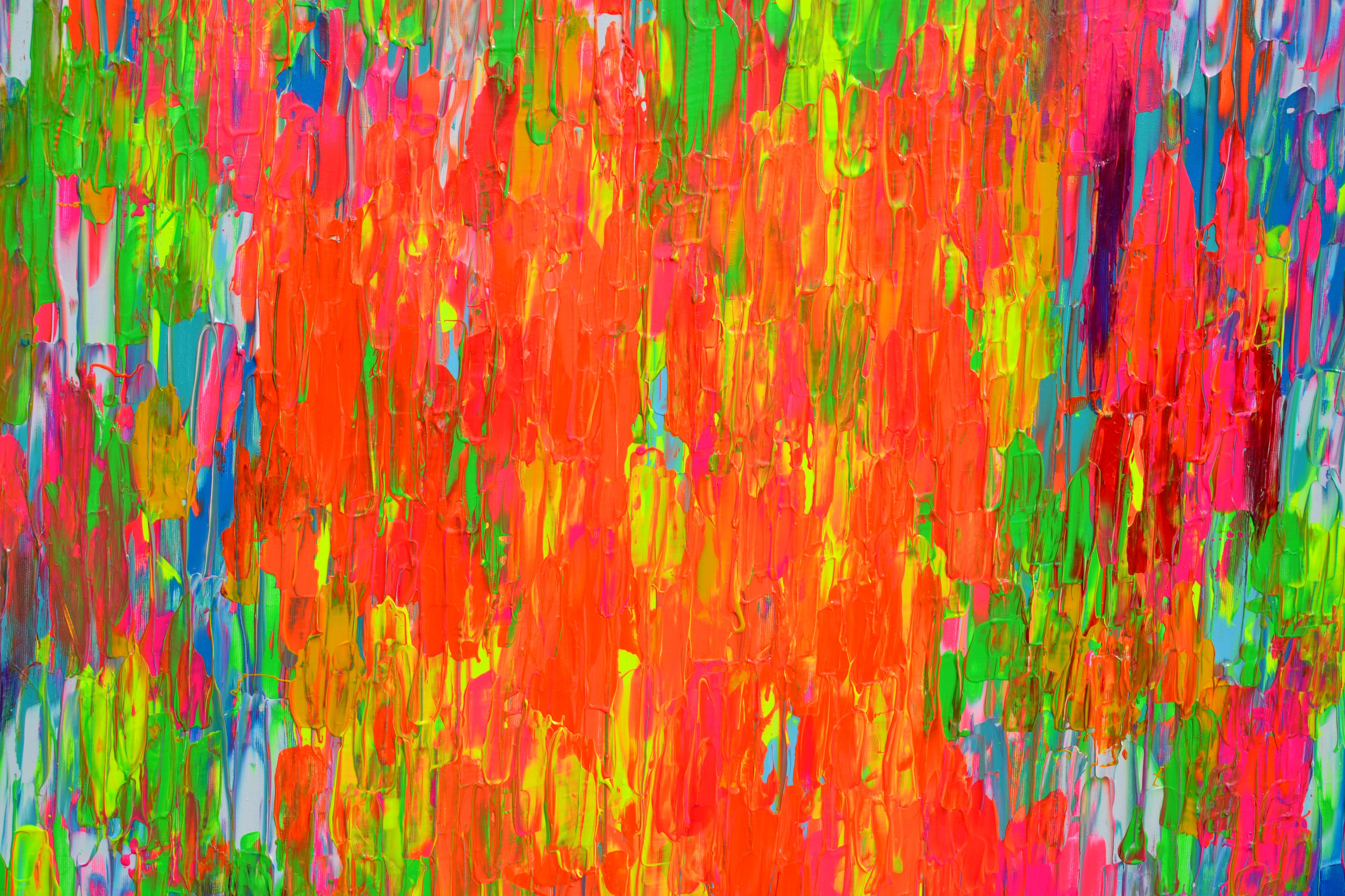 Happy Gypsy Dance 18 - Grand couteau à palette texturé et coloré, peinture abstraite - Abstrait Painting par SOOS TIBERIU