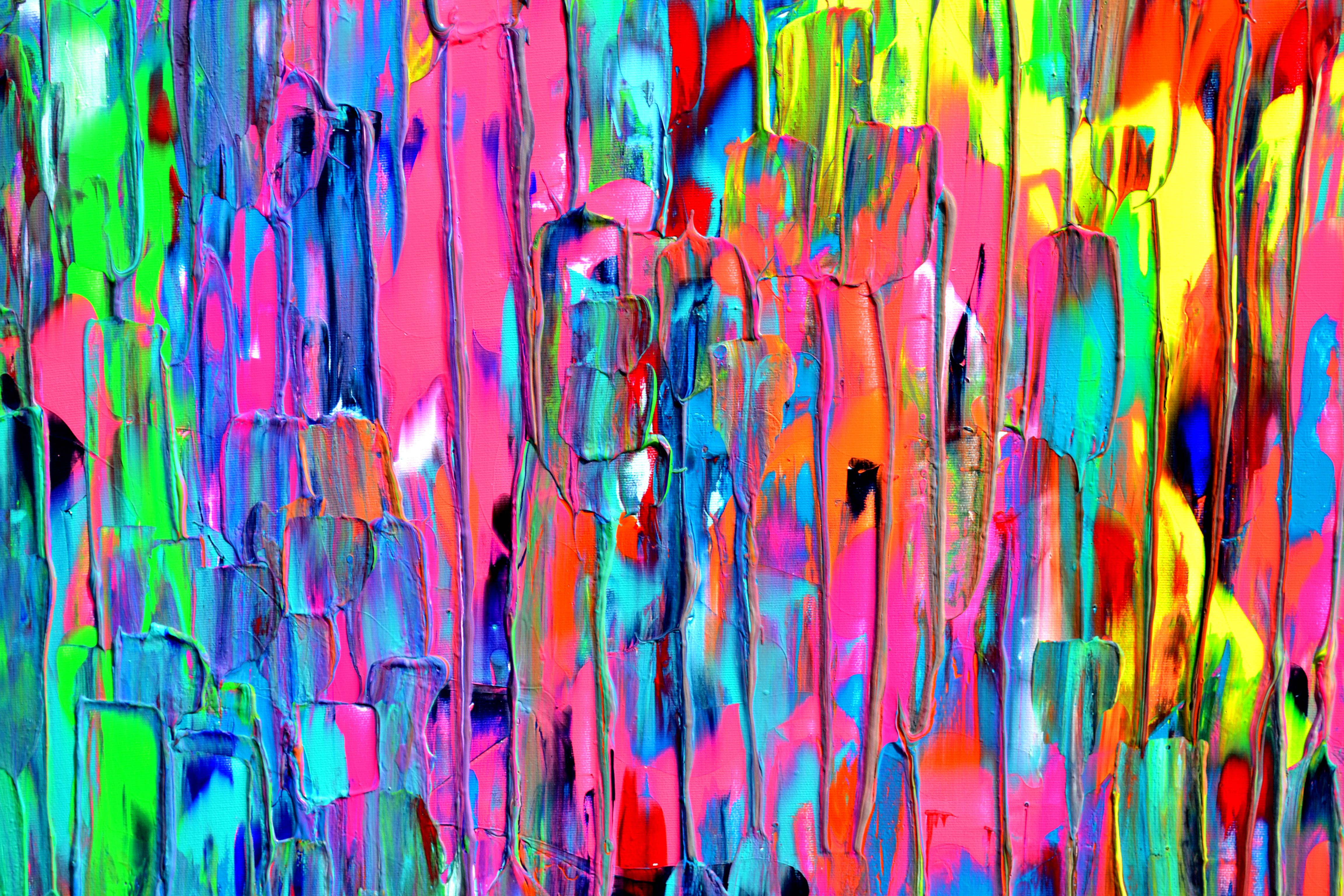 A very beautiful large colorful abstract painting with many neon nuances, havy textured, vibrant and emotional.
READY TO HANG - GALLERY QUALITY
It's all about colors happiness and freedom!
Dimensions: 180x100X4 cm - 70.86x39.4x1.6 inches.
Some neon