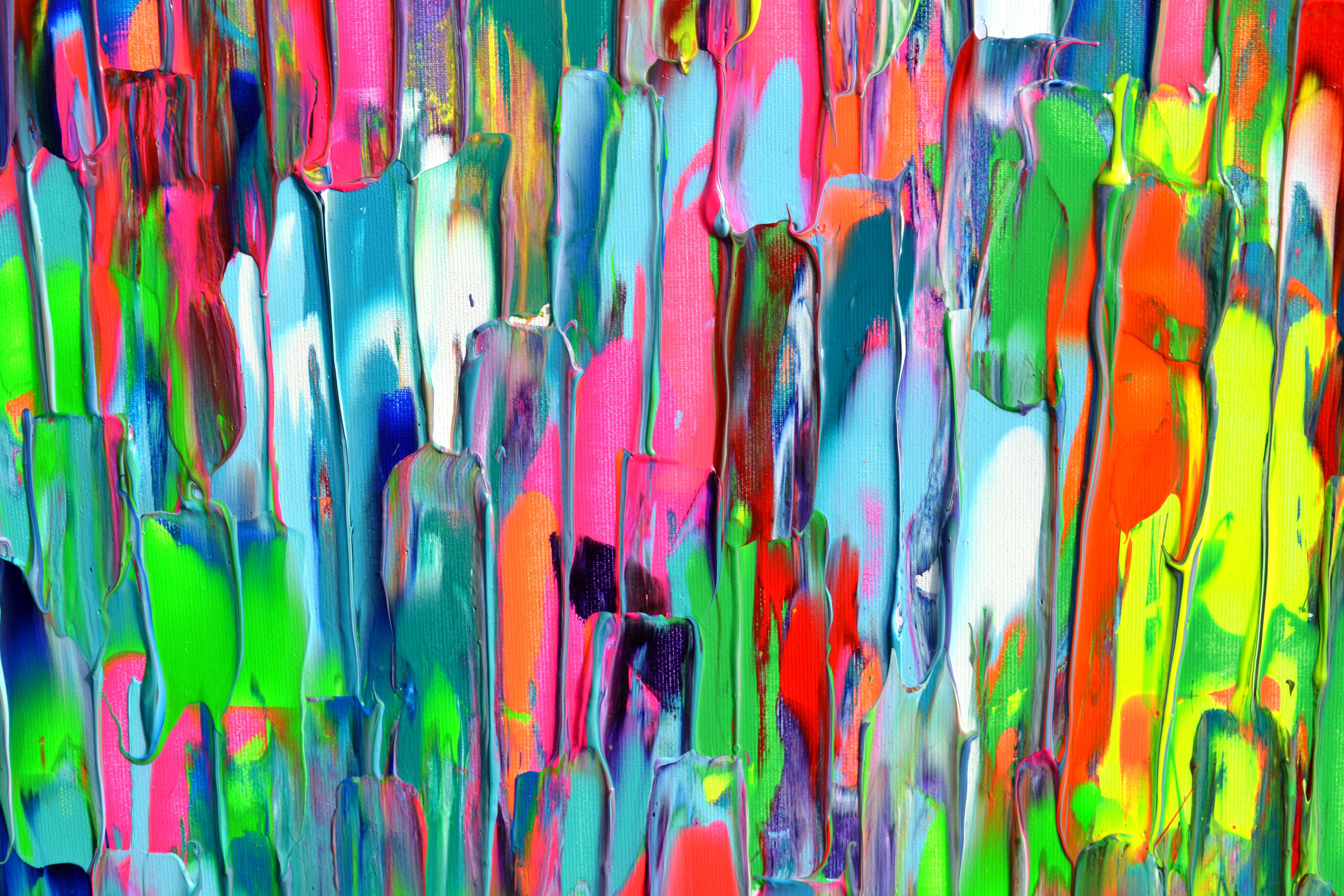 Happy Gypsy Dance XXXIII grand couteau à palette texturé, peinture abstraite colorée en vente 1