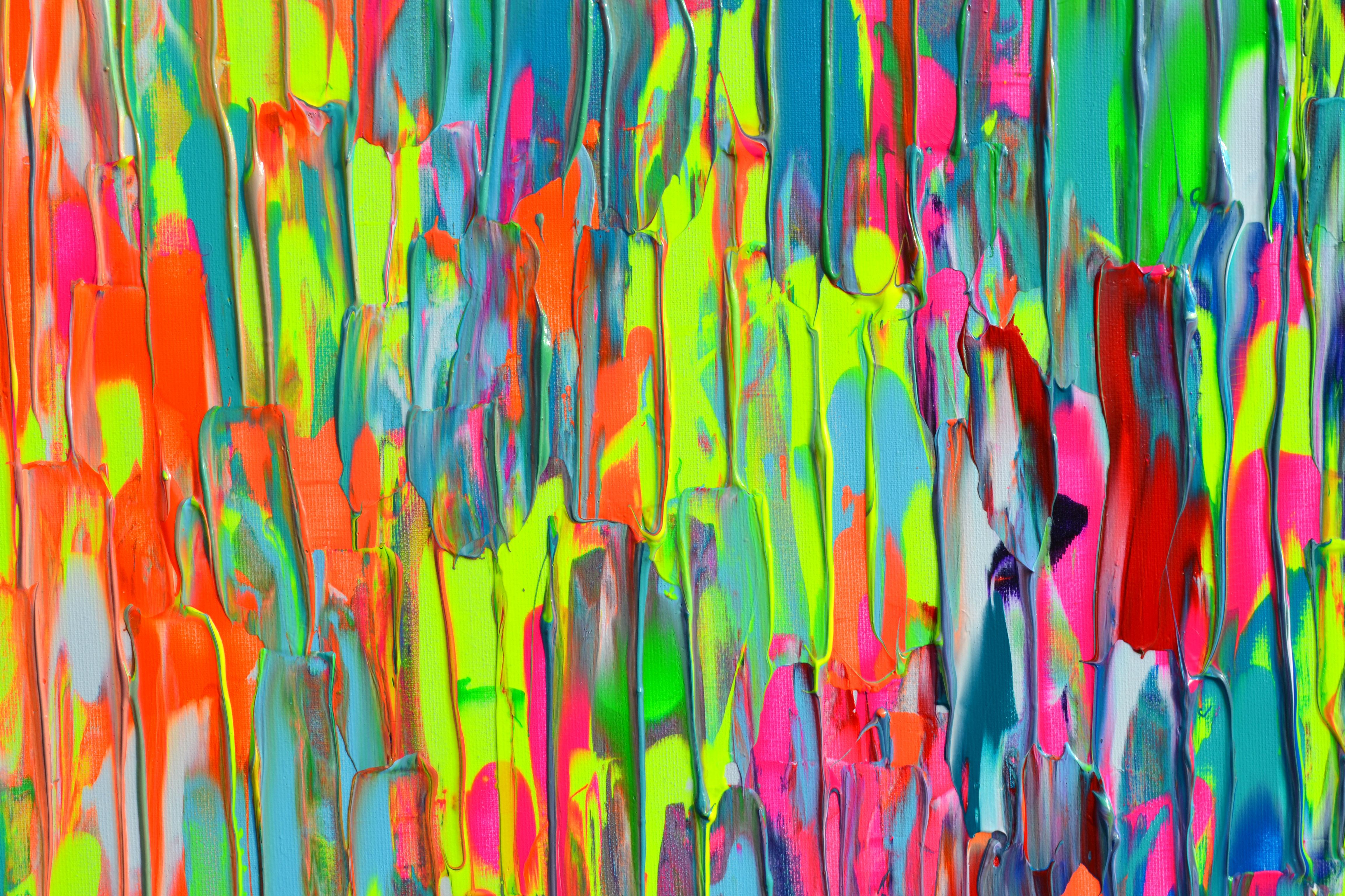 Happy Gypsy Dance XXXIII grand couteau à palette texturé, peinture abstraite colorée en vente 2