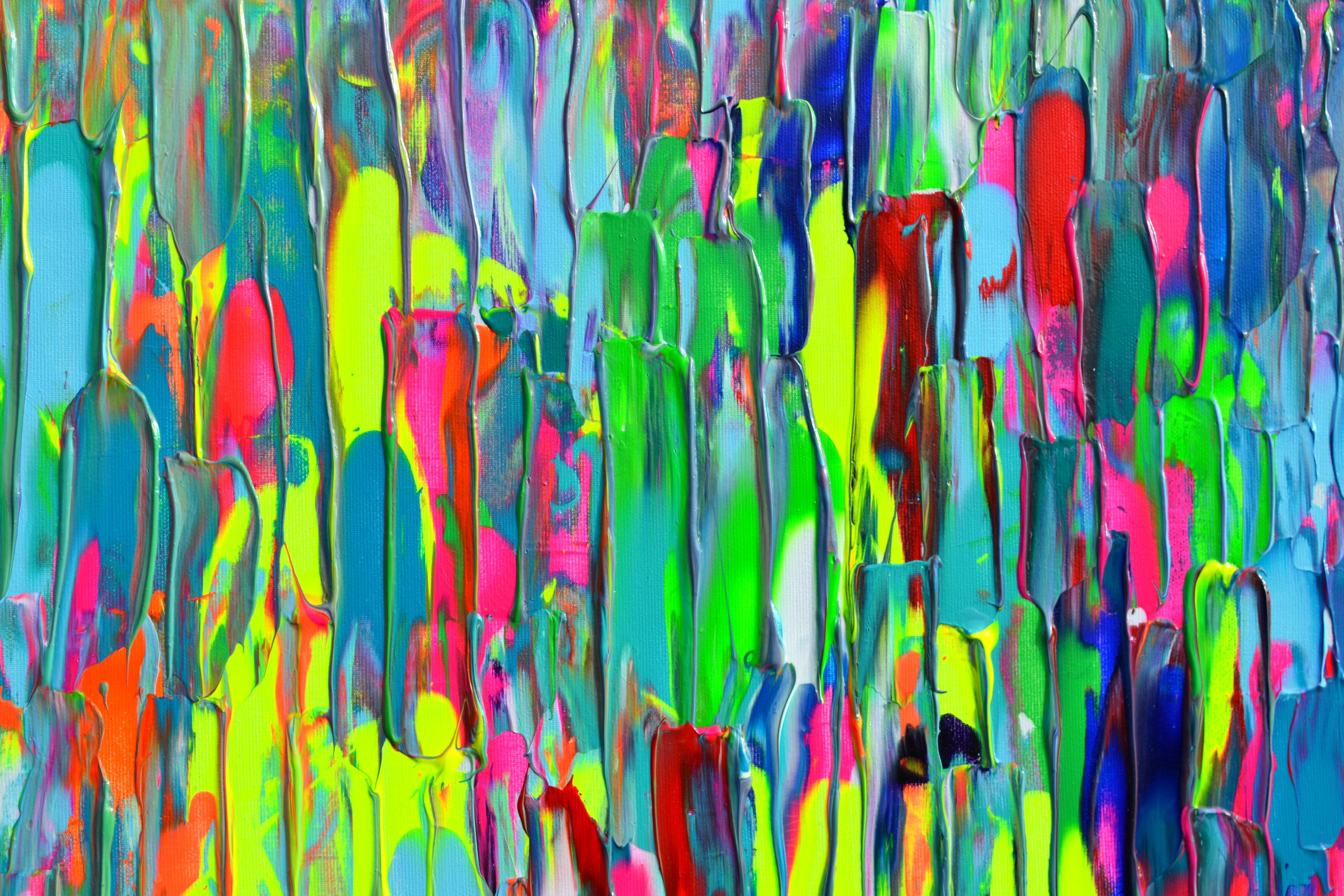 Happy Gypsy Dance XXXIII grand couteau à palette texturé, peinture abstraite colorée en vente 3