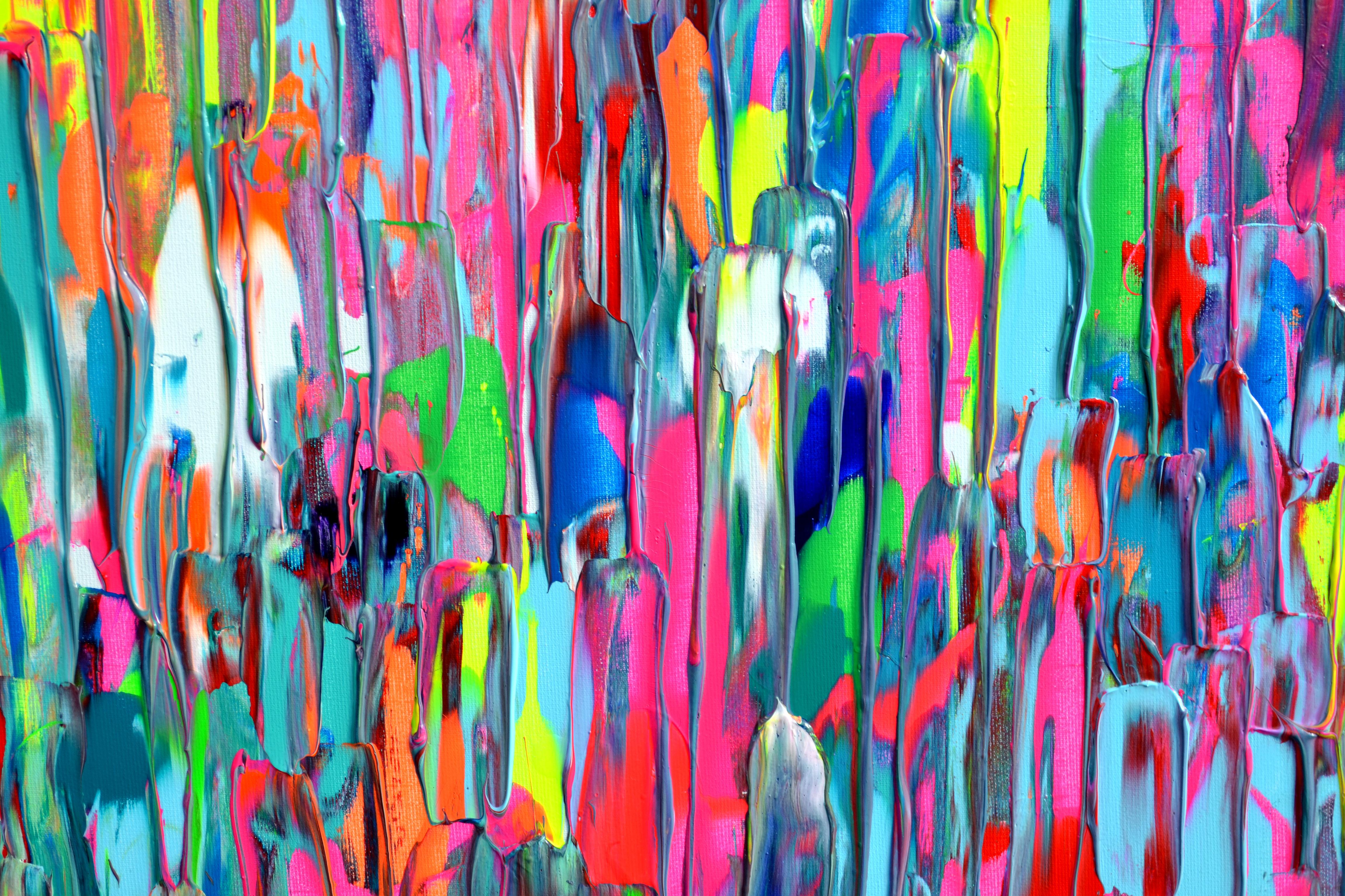 Happy Gypsy Dance XXXIII grand couteau à palette texturé, peinture abstraite colorée en vente 4