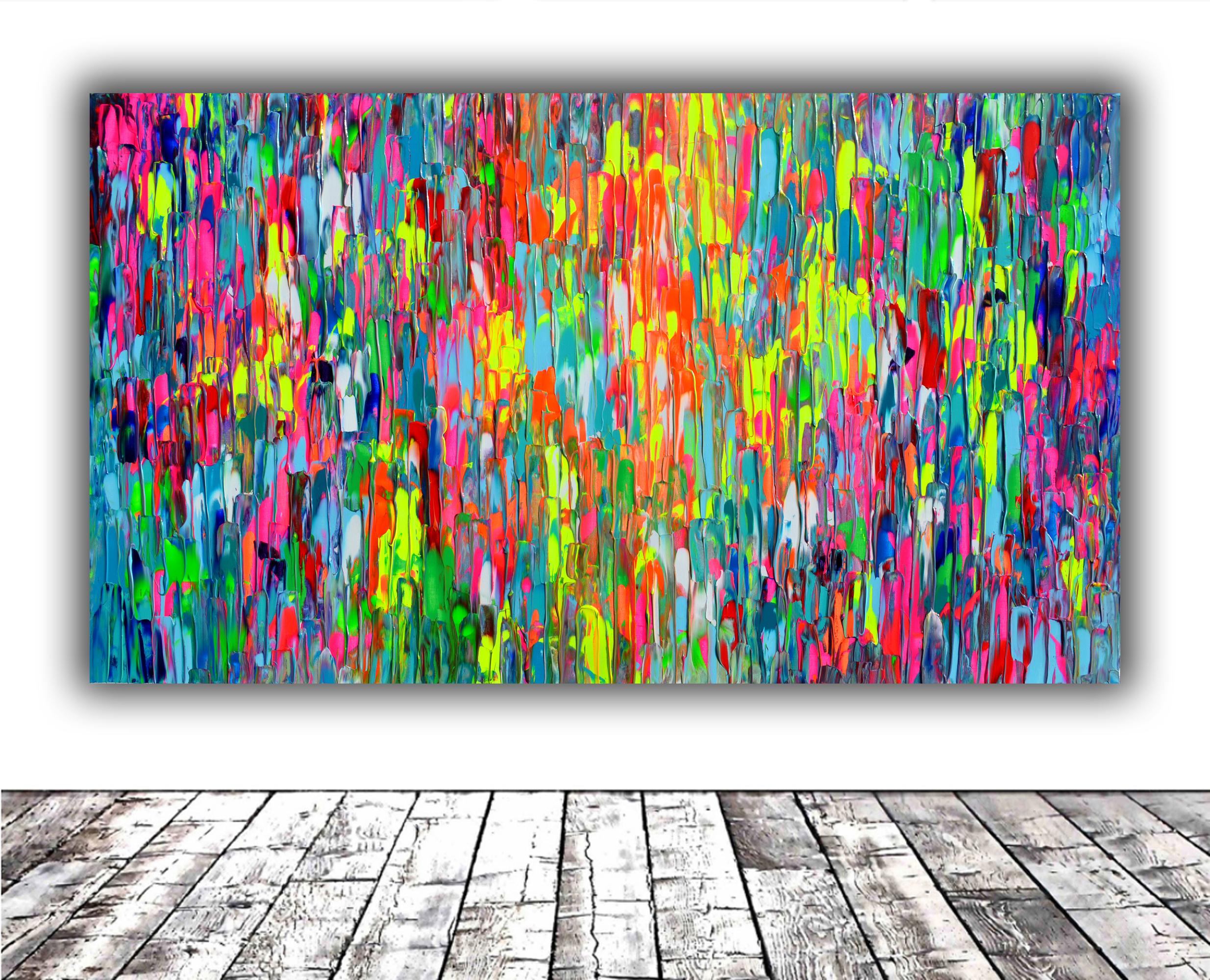 Danse gitane joyeuse XXXIII Grand couteau à palette Peinture abstraite colorée 2 - Painting de SOOS TIBERIU