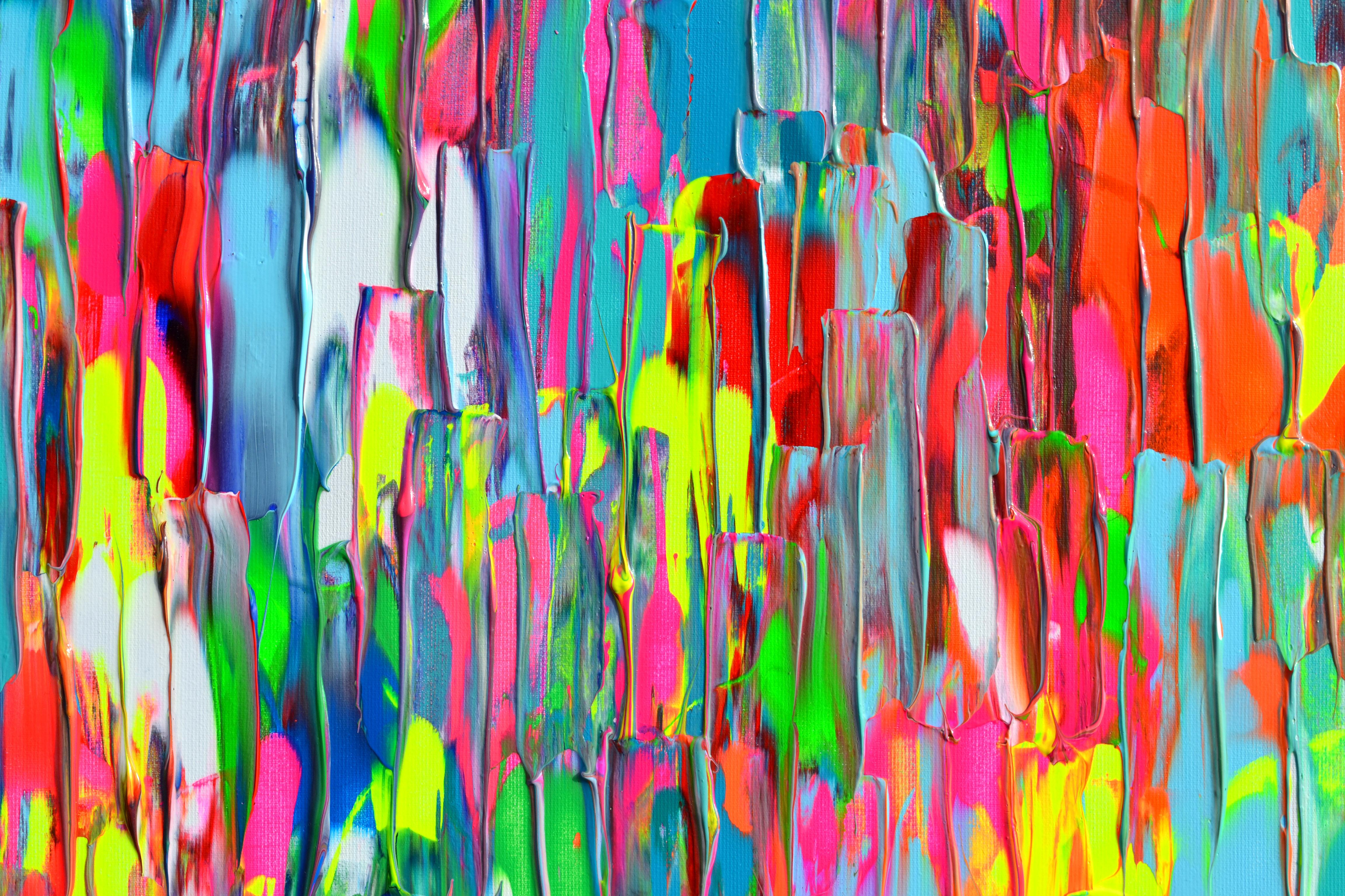 Happy Gypsy Dance XXXIII Large Pallet Knife Textured Colorful Abstract Painting2 3