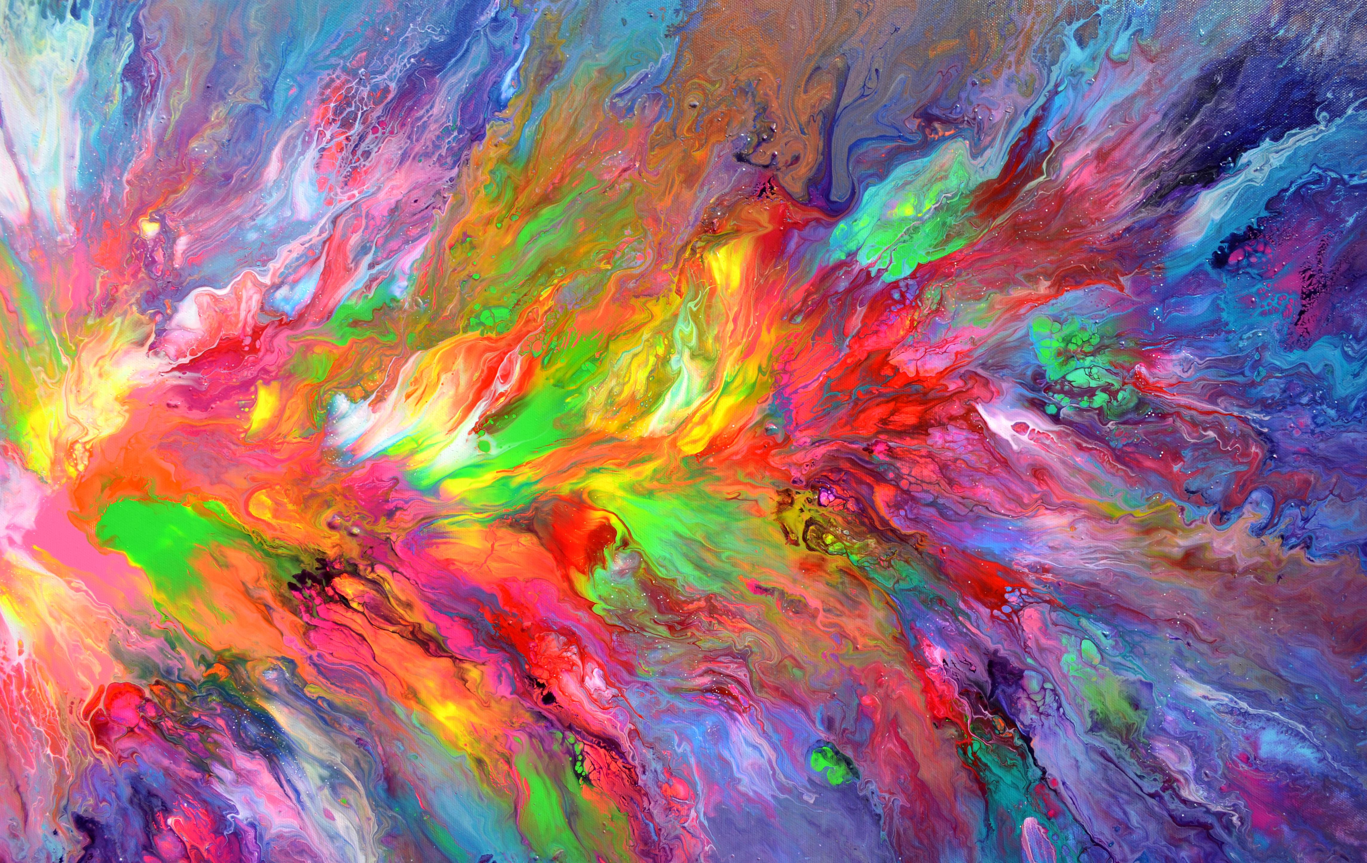 Dimensions: 150x60x2 cm, 59x23.6x0.8 inches.
Elevate your space with this large original, colorful, vivid abstract painting! Made on stretched heavy canvas, the edges are painted for a polished look. The glossy varnish not only protects against UV