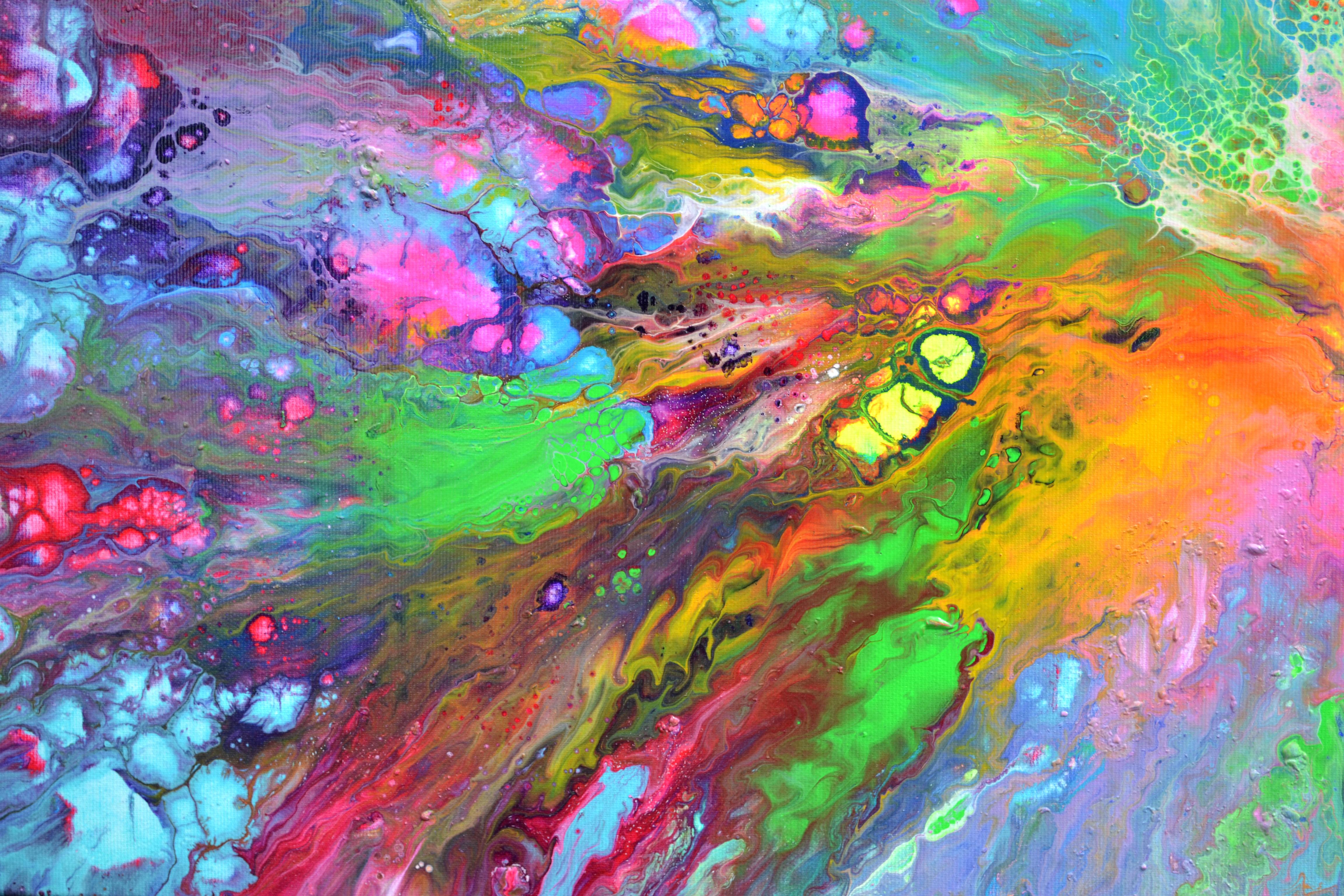 Battito del cuore 40x20 pollici Pittura astratta - Abstract Painting Blu di SOOS TIBERIU