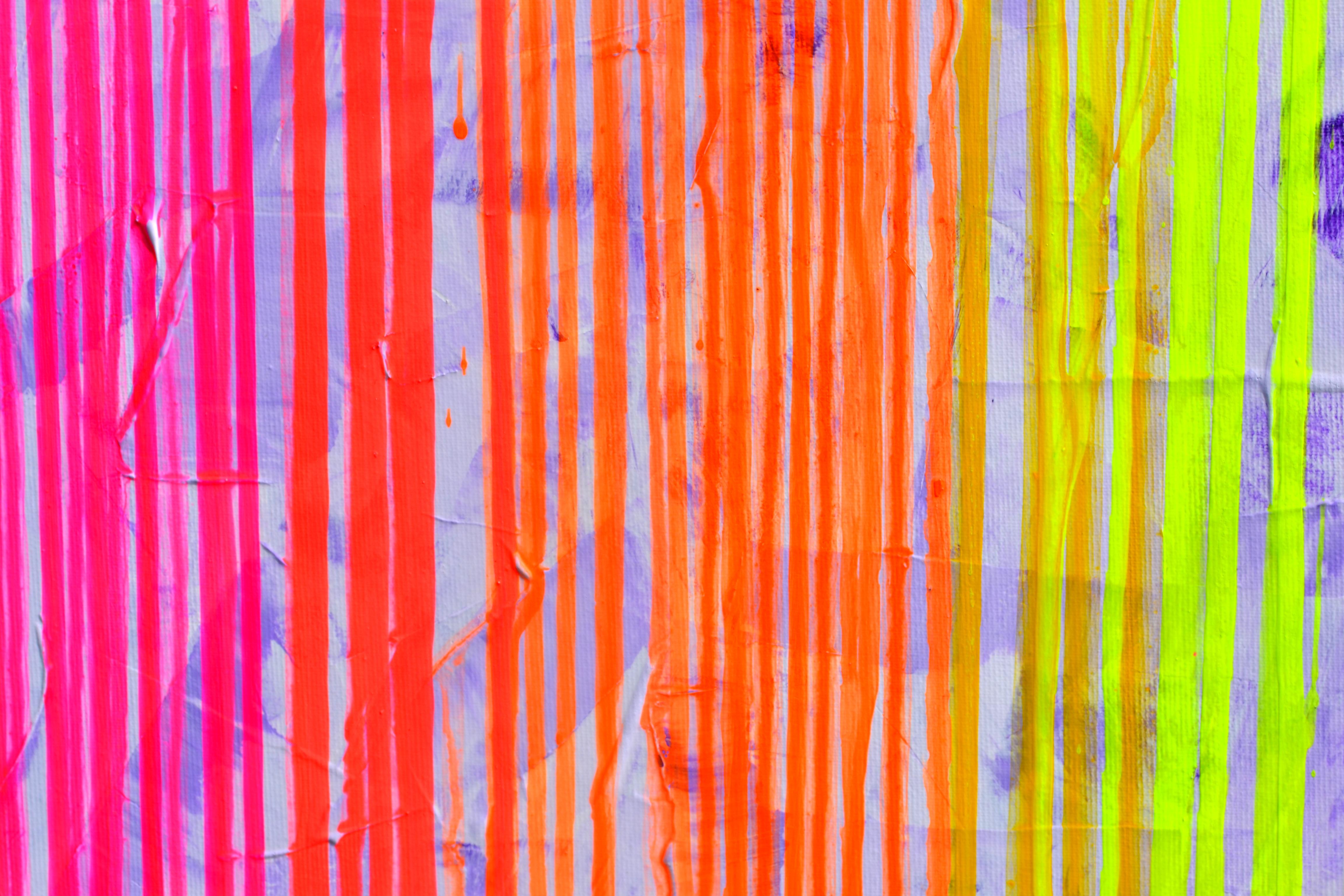 Melted Rainbow - Large Abstract Painting 60x30 inches 63x31.5 in For Sale 9