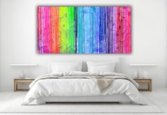 Melted Rainbow - Large Abstract Painting 60x30 inches 63x31.5 in