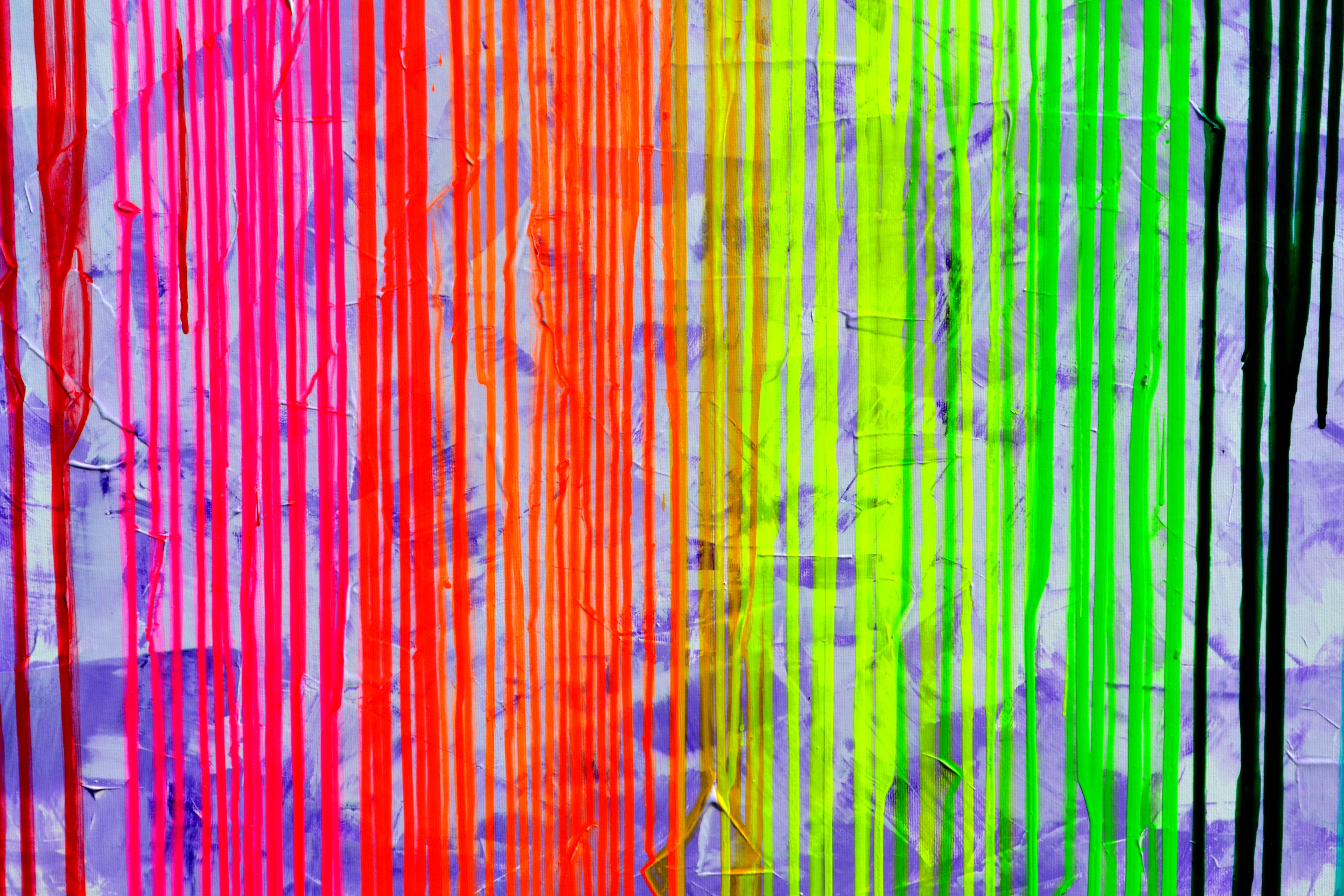 Melted Rainbow - Large Abstract Painting 60x30 inches 63x31.5 in For Sale 1