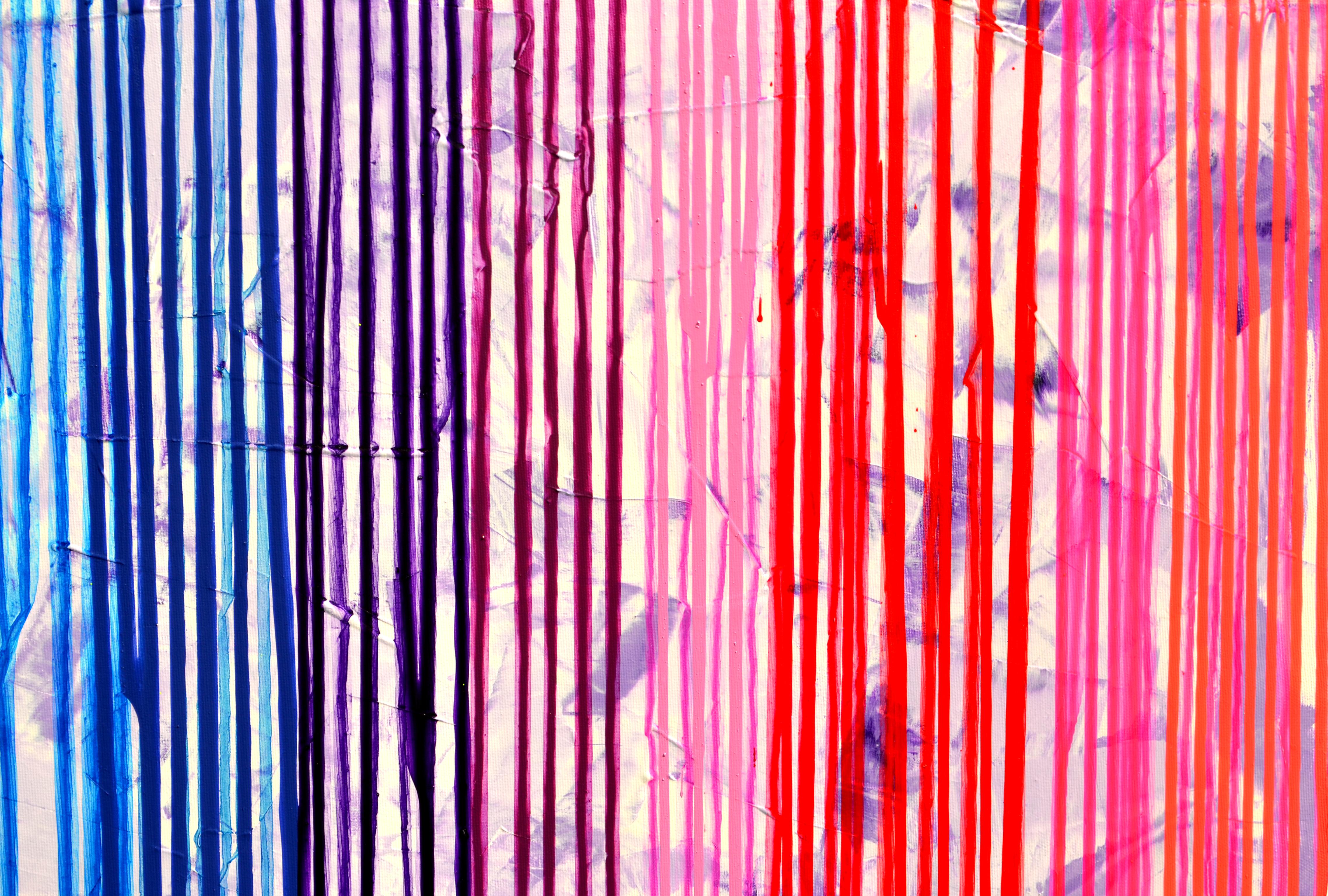 Melted Rainbow - Large Abstract Painting 60x30 inches 63x31.5 in For Sale 4
