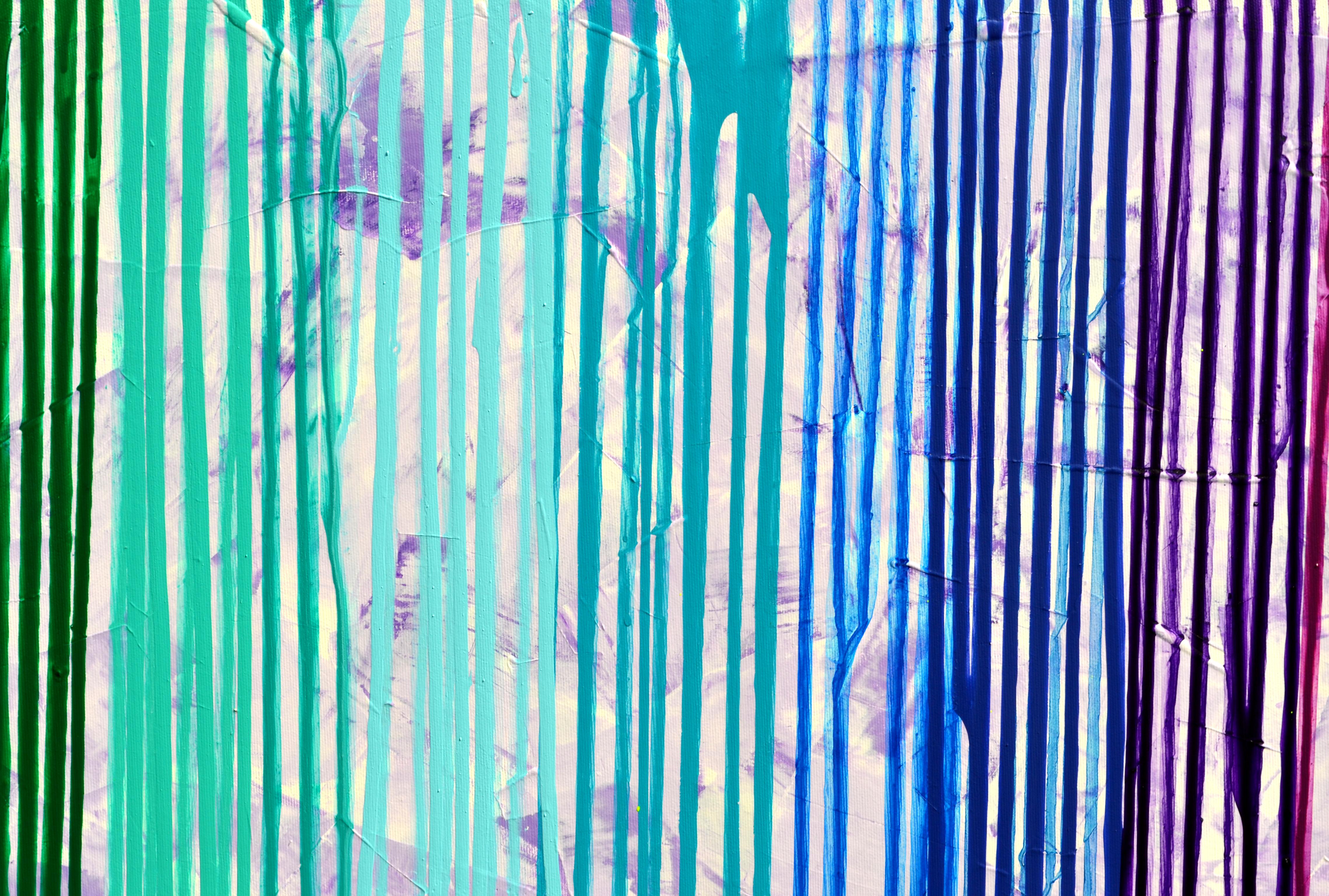 Melted Rainbow - Large Abstract Painting 60x30 inches 63x31.5 in For Sale 5
