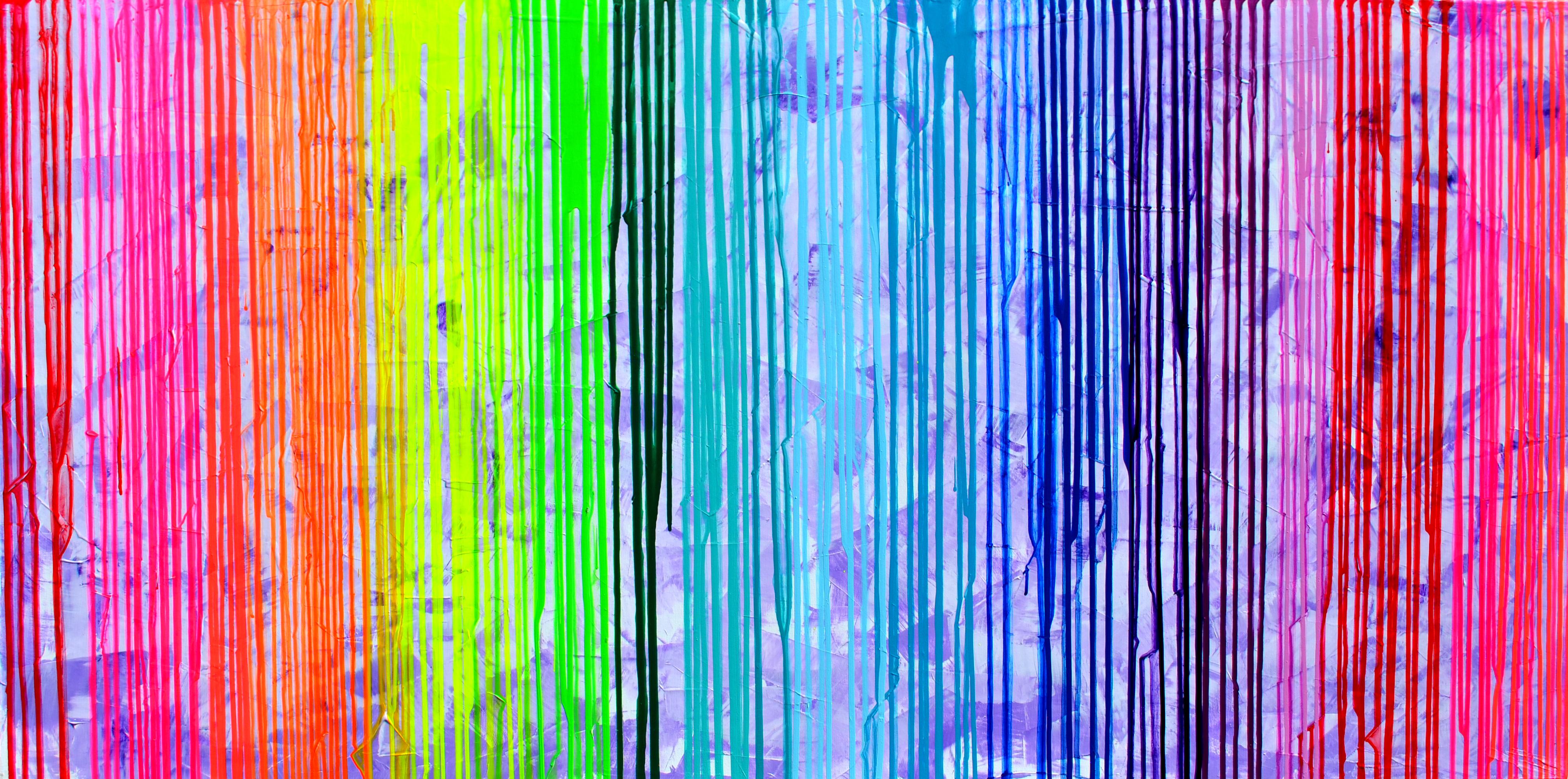SOOS TIBERIU Interior Painting - Melted Rainbow - Large Abstract Painting 60x30 inches 63x31.5 in