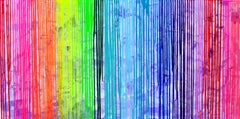 Melted Rainbow - Large Abstract Painting 60x30 inches 63x31.5 in