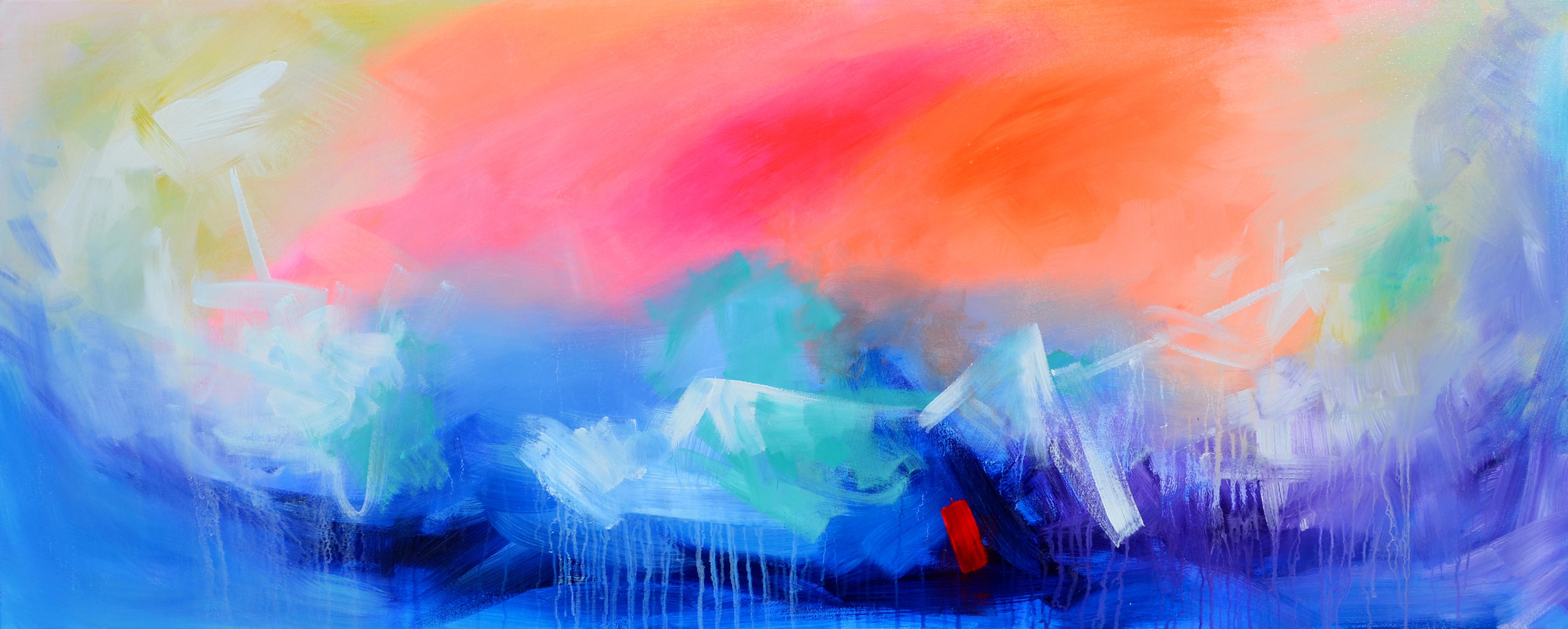 SOOS TIBERIU Interior Painting – Spiegel oder die Seele II - große bunte Pastell abstrakte Malerei signiert