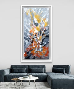 Neutral X - Groß 63X31.5 Zoll Moderne Kunst Gold und Silber Effekt Signiert(2026)