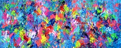 Palette 7 - Large Colorful Palette knife Relief Neon Abstract Painting Signed
