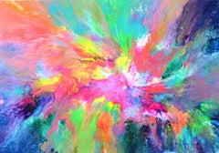 Pastel Abstract 1 - Large Fluid Colorful Painting, Painting, Acrylic on Canvas