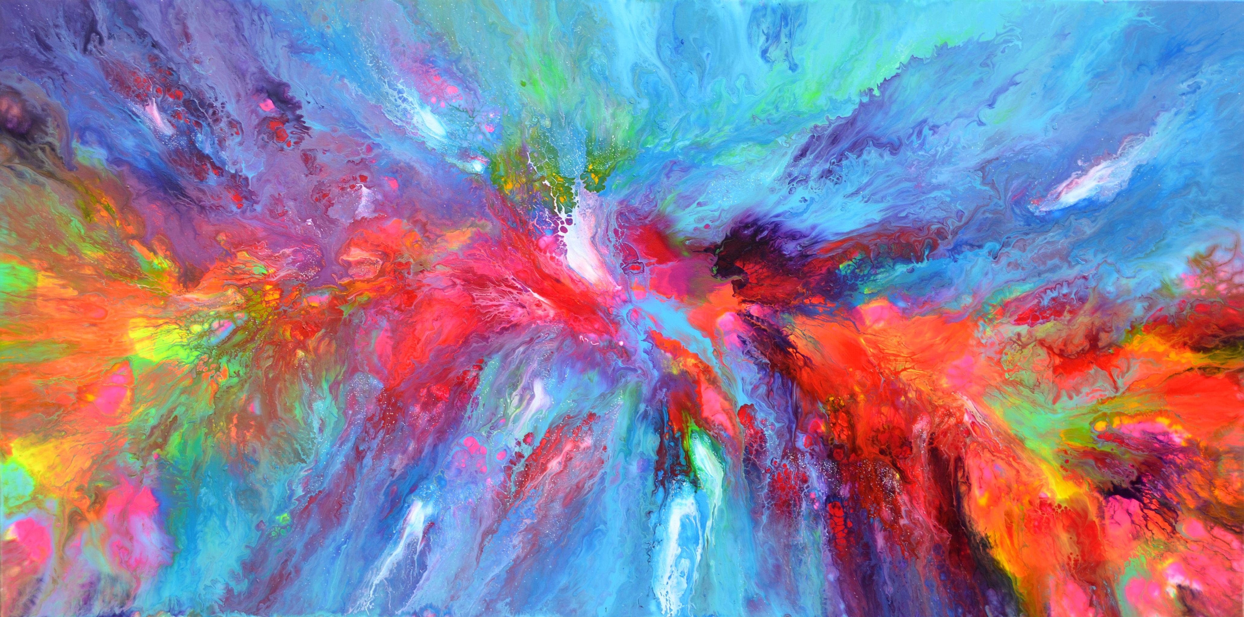 SOOS TIBERIU Abstract Painting - Phoenix Vs. Dragon 3, Painting, Acrylic on Canvas