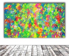 Psychedelic Dyschromy 3 - Large Colorful Abstract Relief Textured Pallet Knife