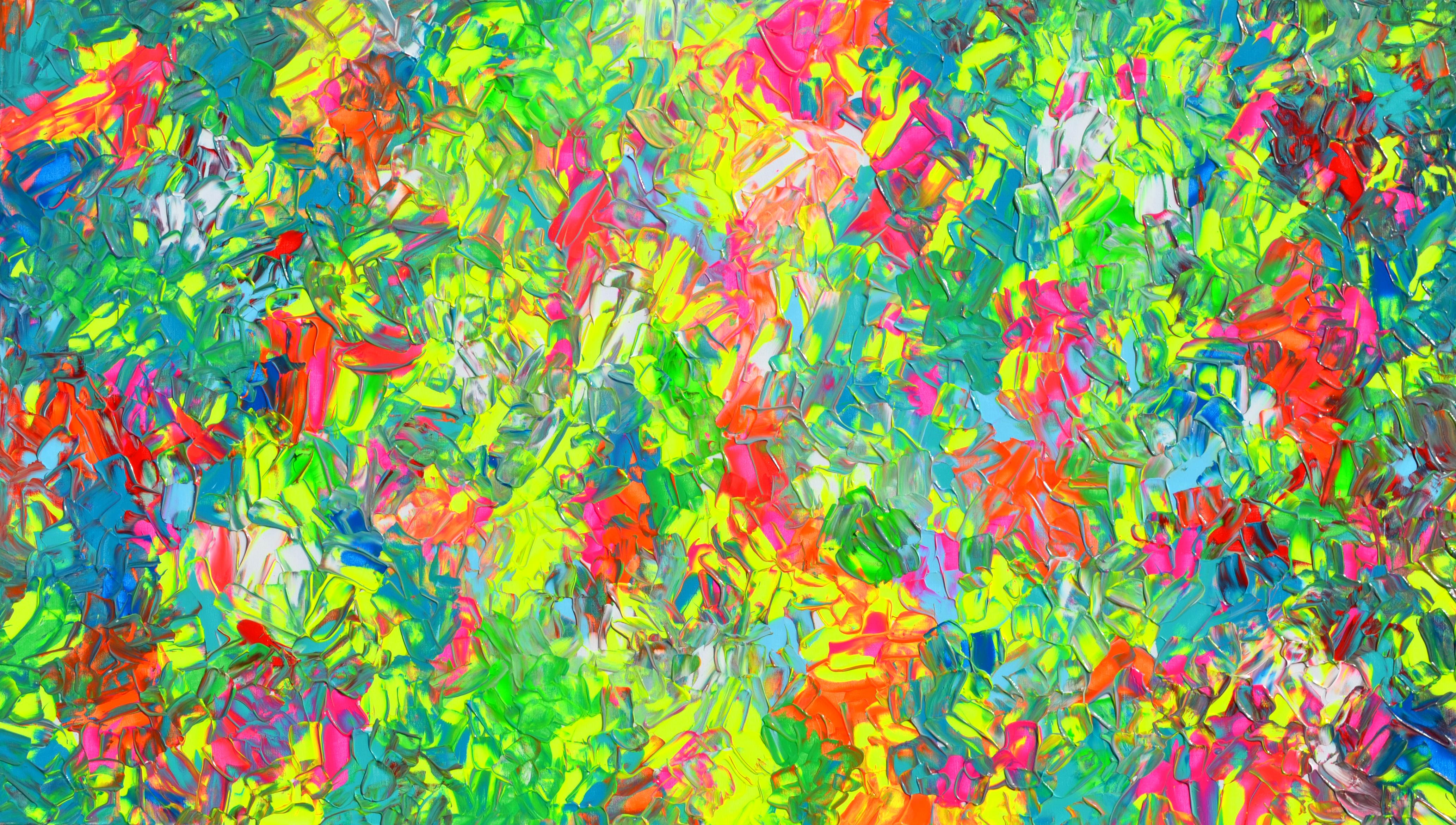 SOOS TIBERIU Interior Painting – Psychedelic Dyschromy 3 - Großes farbenfrohes, abstraktes Relief-Messer mit strukturiertem Palettenmesser