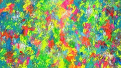 Psychedelic Dyschromy 3 - Large Colorful Abstract Relief Textured Pallet Knife