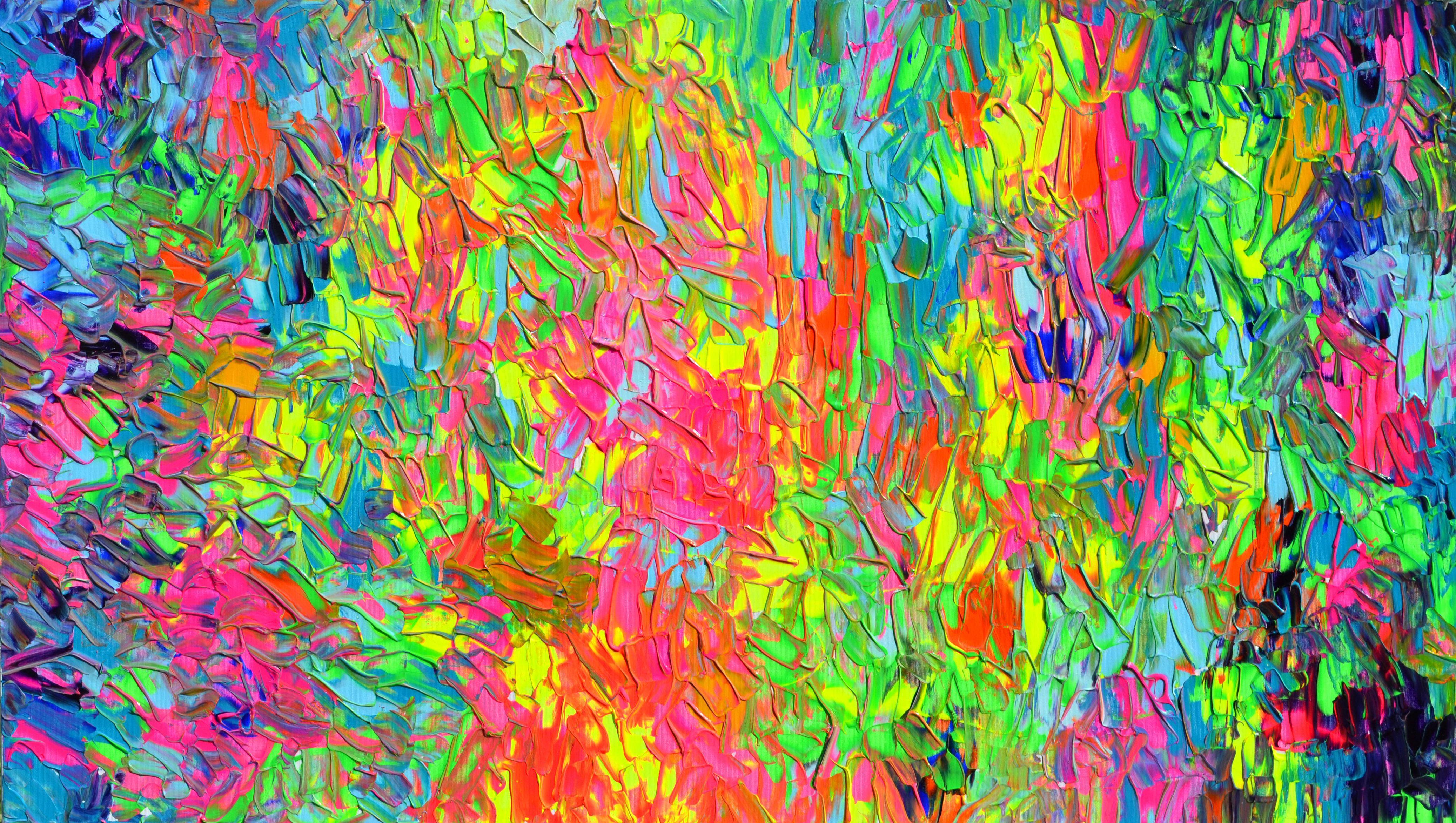 Abstract Painting SOOS TIBERIU - Dyschrome psychédélique, peinture, acrylique sur toile