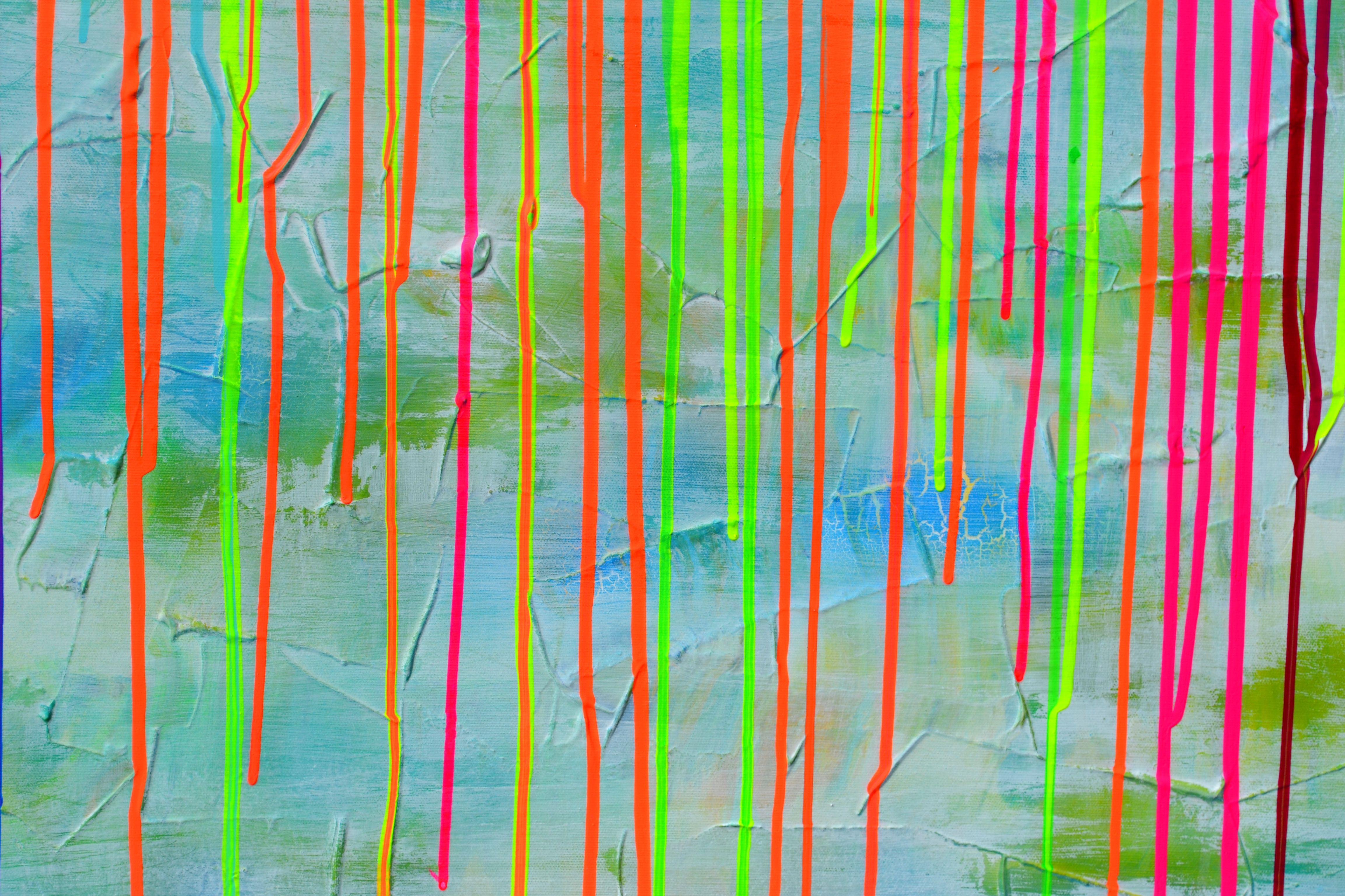 SOOS TIBERIU Abstract Painting - Rainbow Clouds - Rainbow Rain, Painting, Acrylic on Canvas