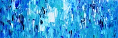 Relief Blau 10 - Großes blaues abstraktes Relief Pallet-Messer Ozean Textur Gemälde