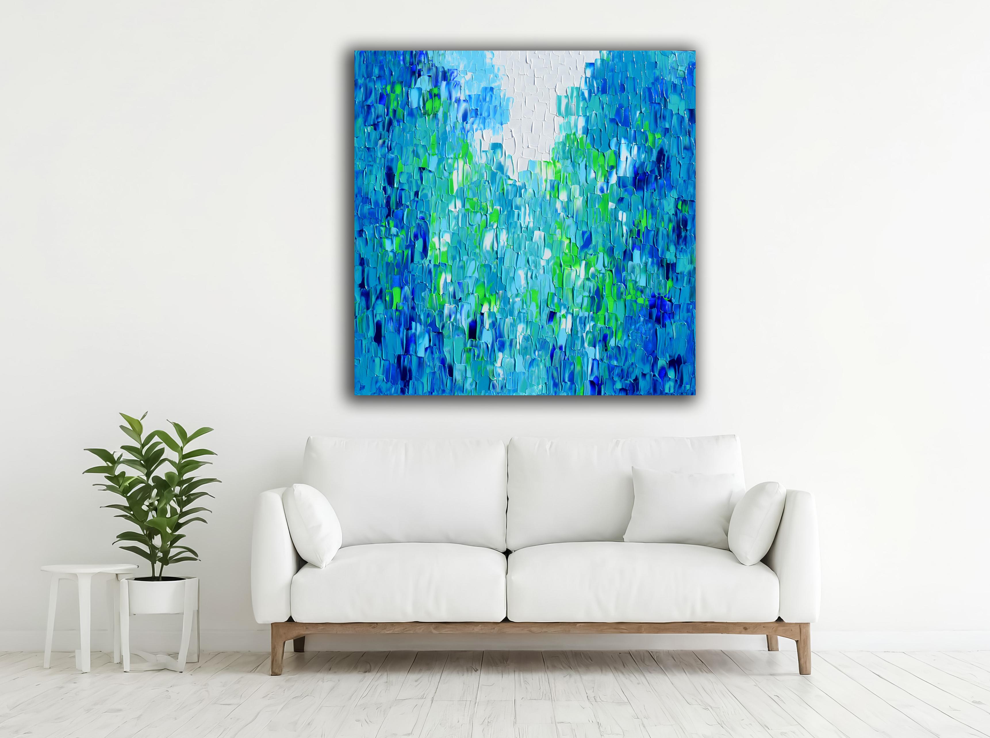 Rilievo blu 14 - Pittura astratta blu di grandi dimensioni - Painting di SOOS TIBERIU