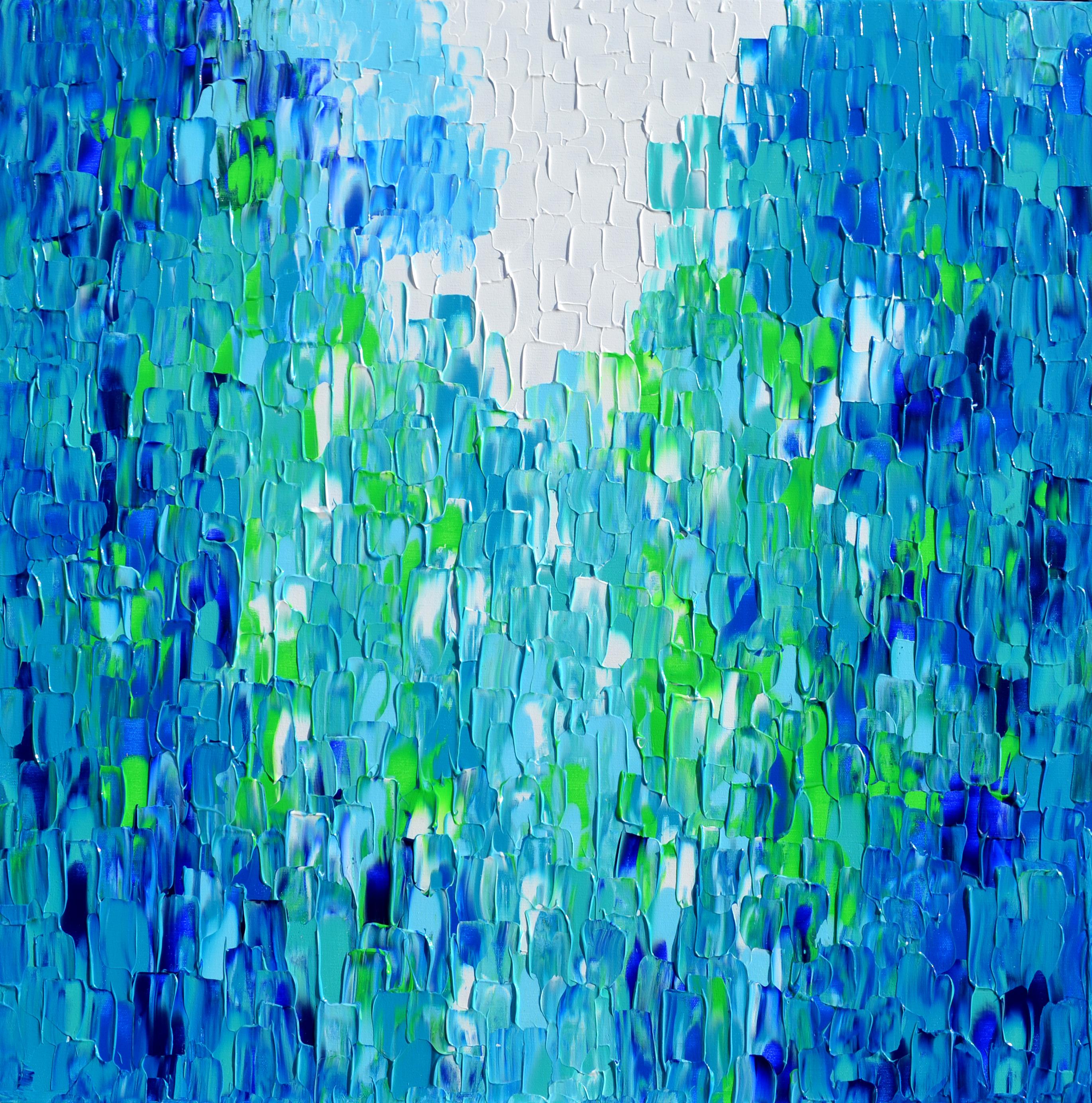 Interior Painting di SOOS TIBERIU - Rilievo blu 14 - Pittura astratta blu di grandi dimensioni