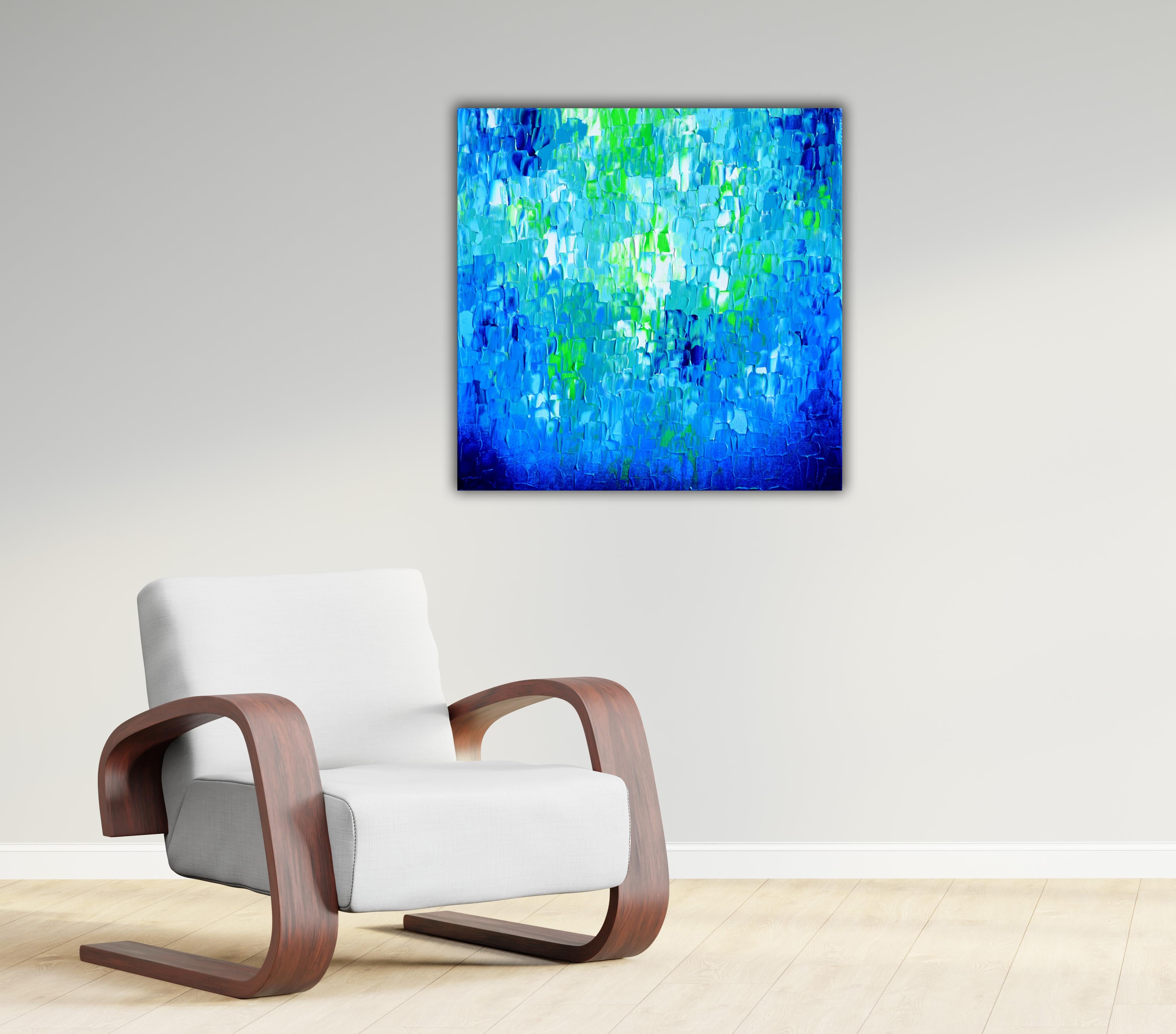 Rilievo blu 17 - Pittura astratta blu di grandi dimensioni - Painting di SOOS TIBERIU