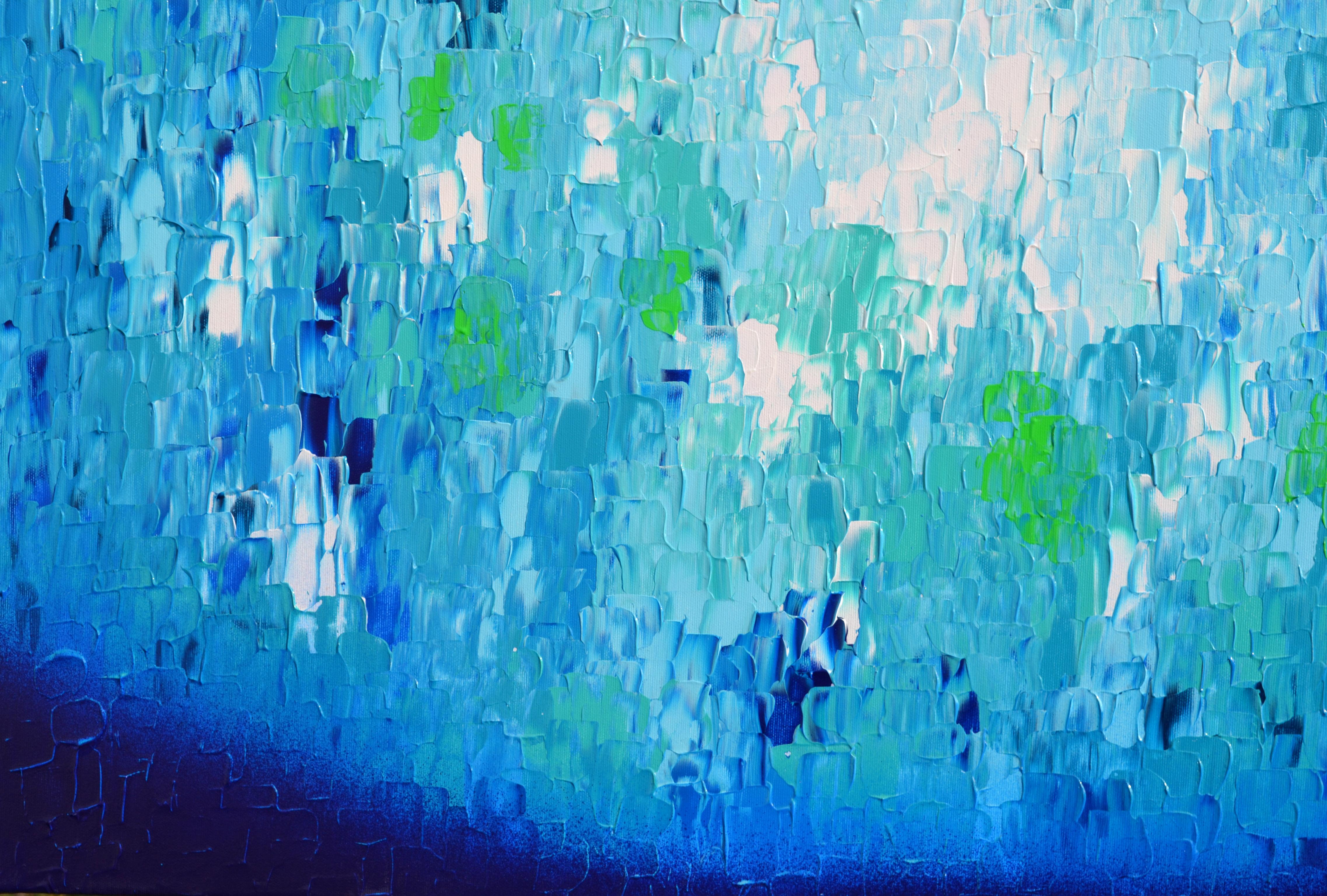 Rilievo blu 18 - Pittura astratta a rilievo blu di grandi dimensioni con coltello a paletta - Interior Painting Blu di SOOS TIBERIU