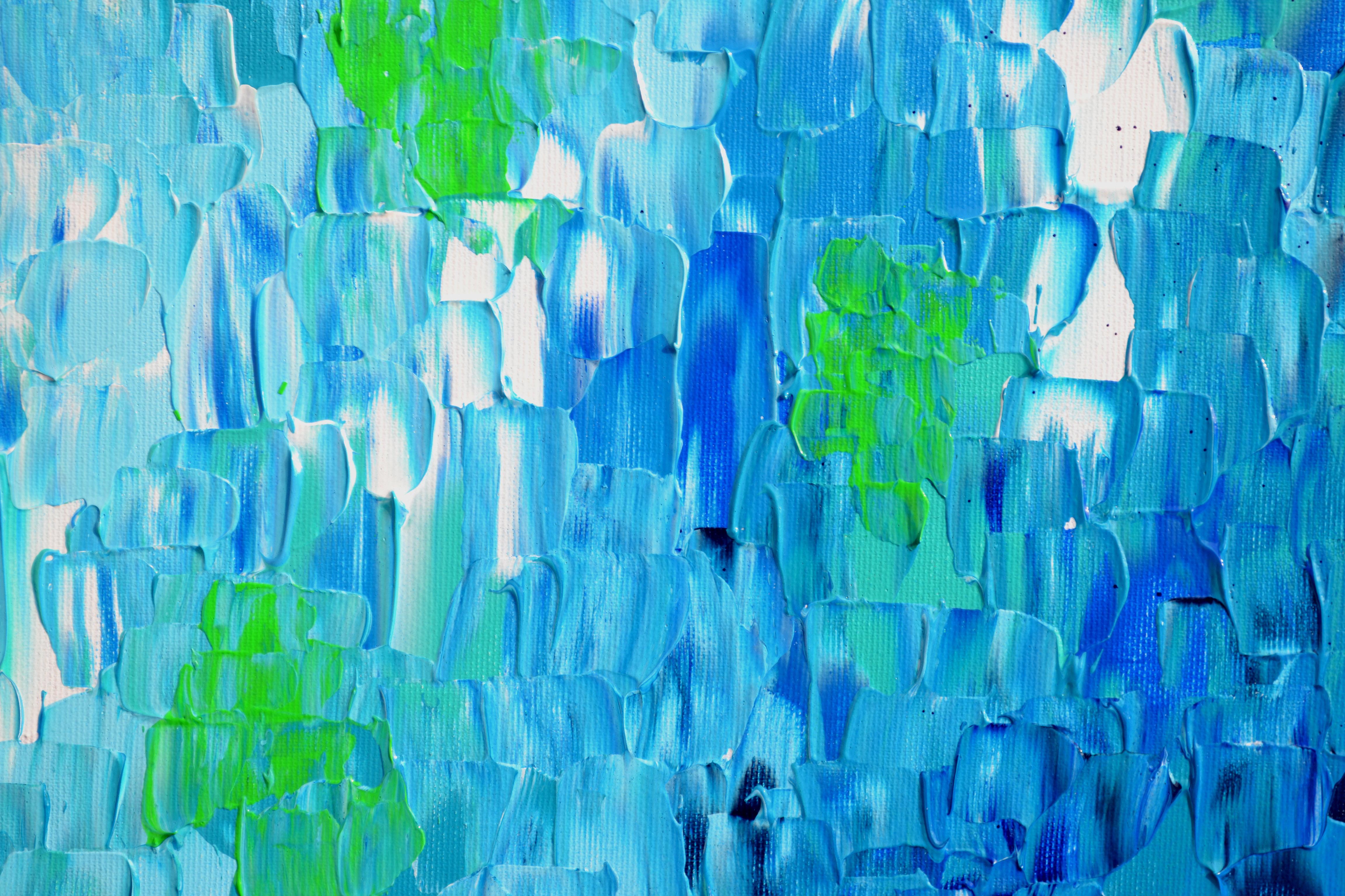 Rilievo blu 18 - Pittura astratta a rilievo blu di grandi dimensioni con coltello a paletta in vendita 2