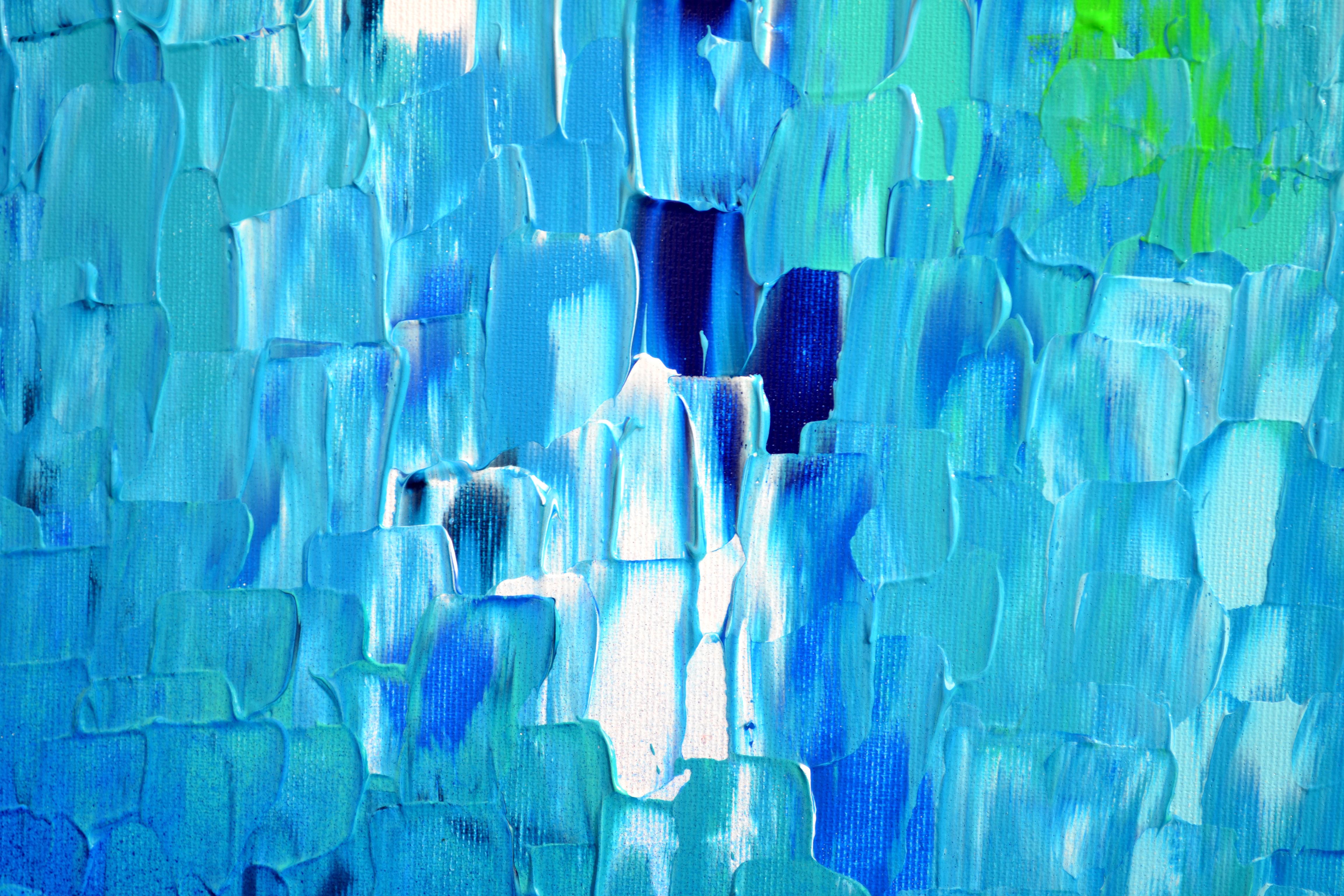 Rilievo blu 18 - Pittura astratta a rilievo blu di grandi dimensioni con coltello a paletta in vendita 3